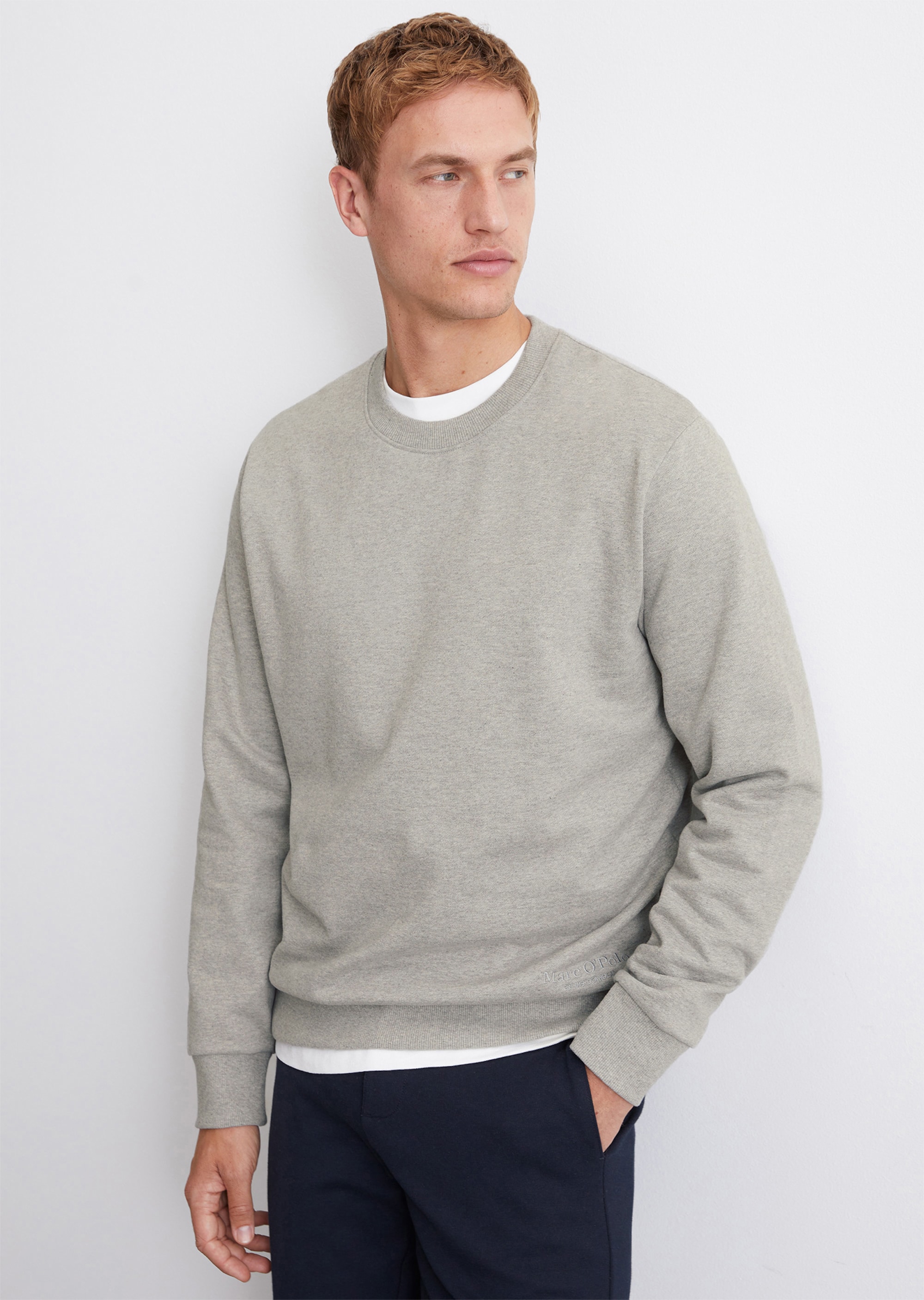 Sweatshirt regular made from pure organic cotton - gray | Crew Neck Sweater  | MARC O'POLO