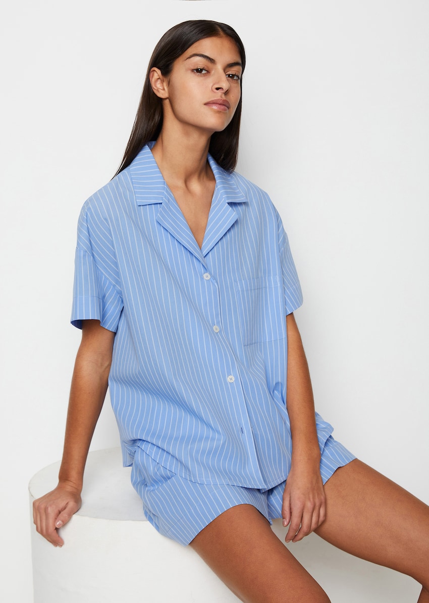 Loungewear top made from pure organic cotton - blue | CLOTHING | MARC O ...