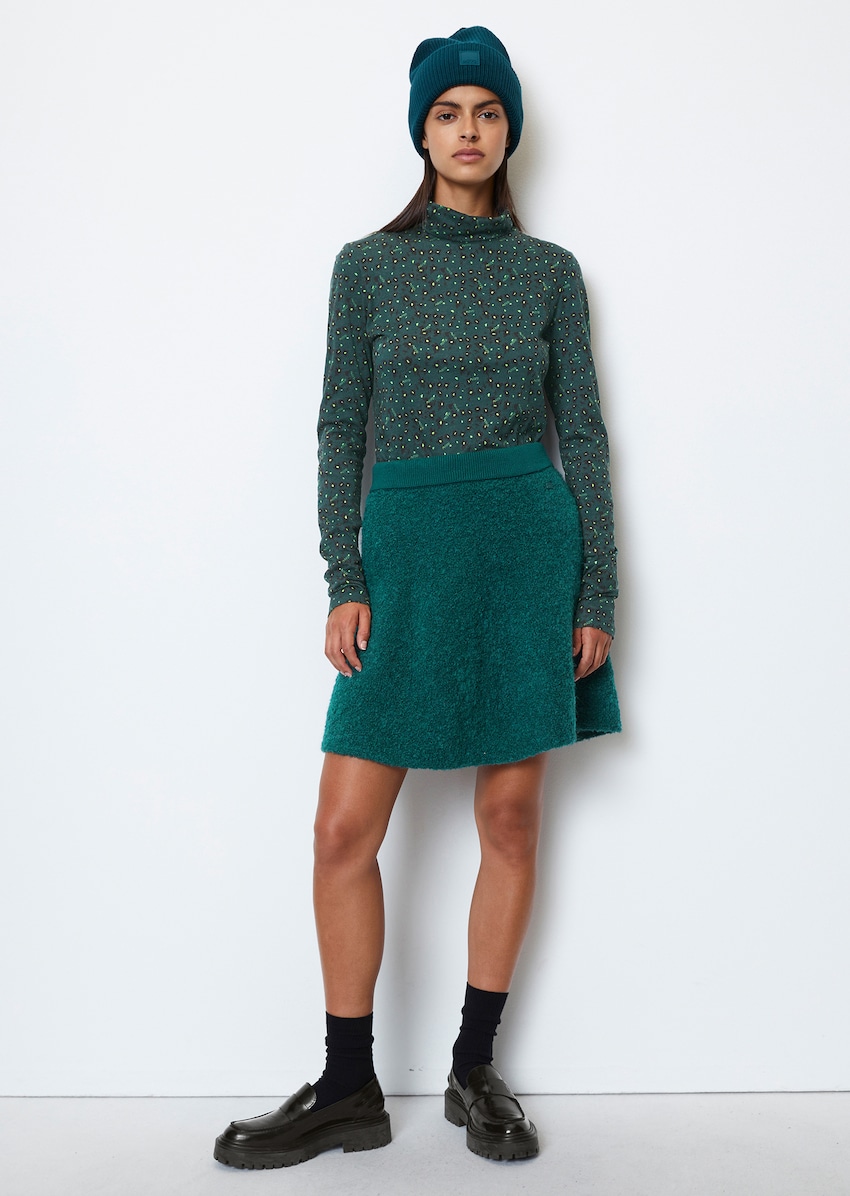 Flared mini knit skirt from bouclé yarn - green | Skirts | MARC O\'POLO