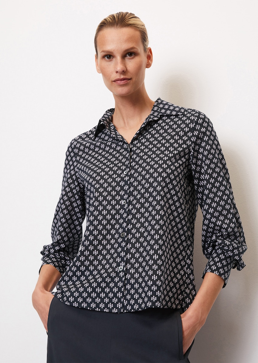 Long-sleeved blouse regular with all-over print made from silky-touch ...