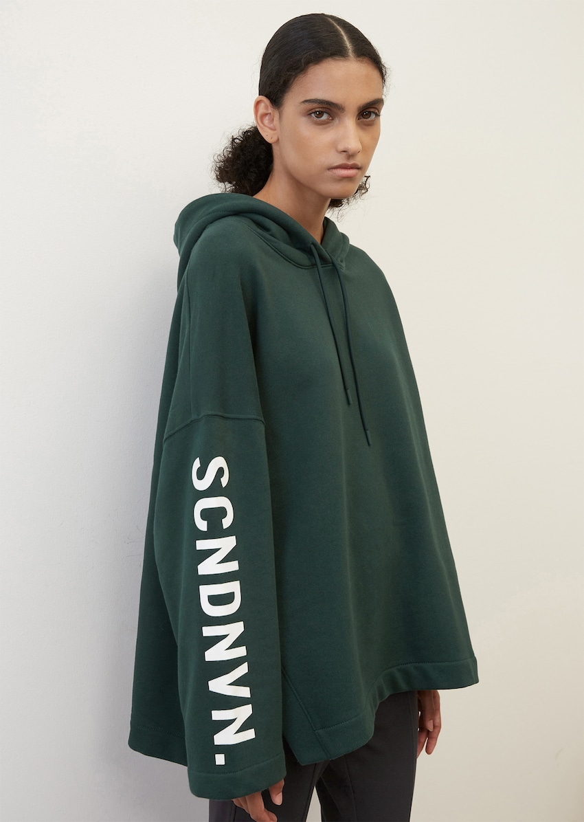 Oversized hooded of cotton - green | Neck Sweater | MARC O'POLO