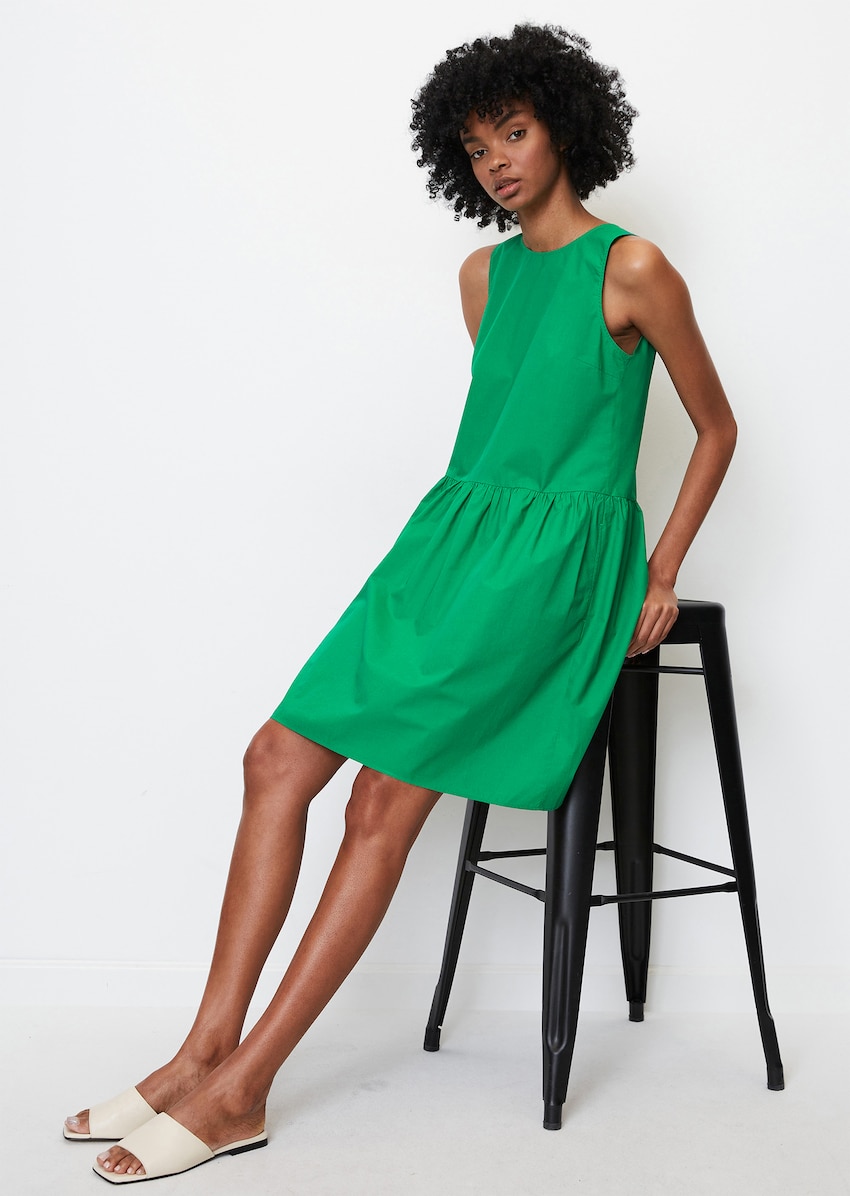 Ärmelloses Popeline-Volumen-Kleid aus Organic Cotton - grün Sommerkleider | MARC O'POLO