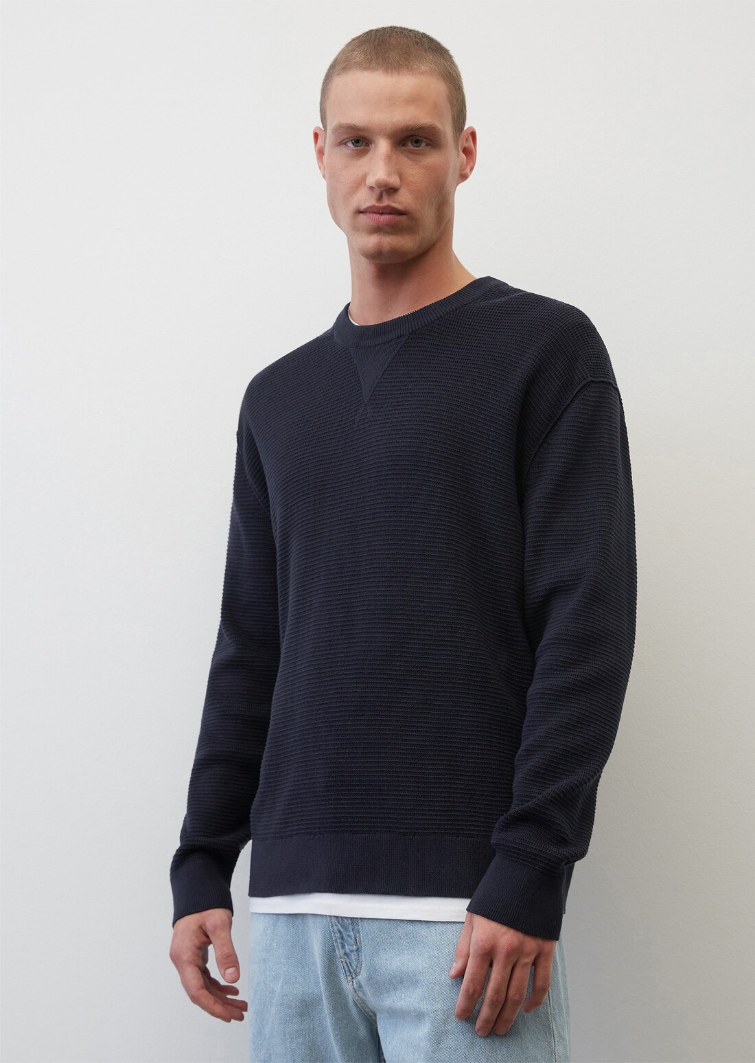 Round-neck jumper in a regular fit In an inside-out look - blue ...