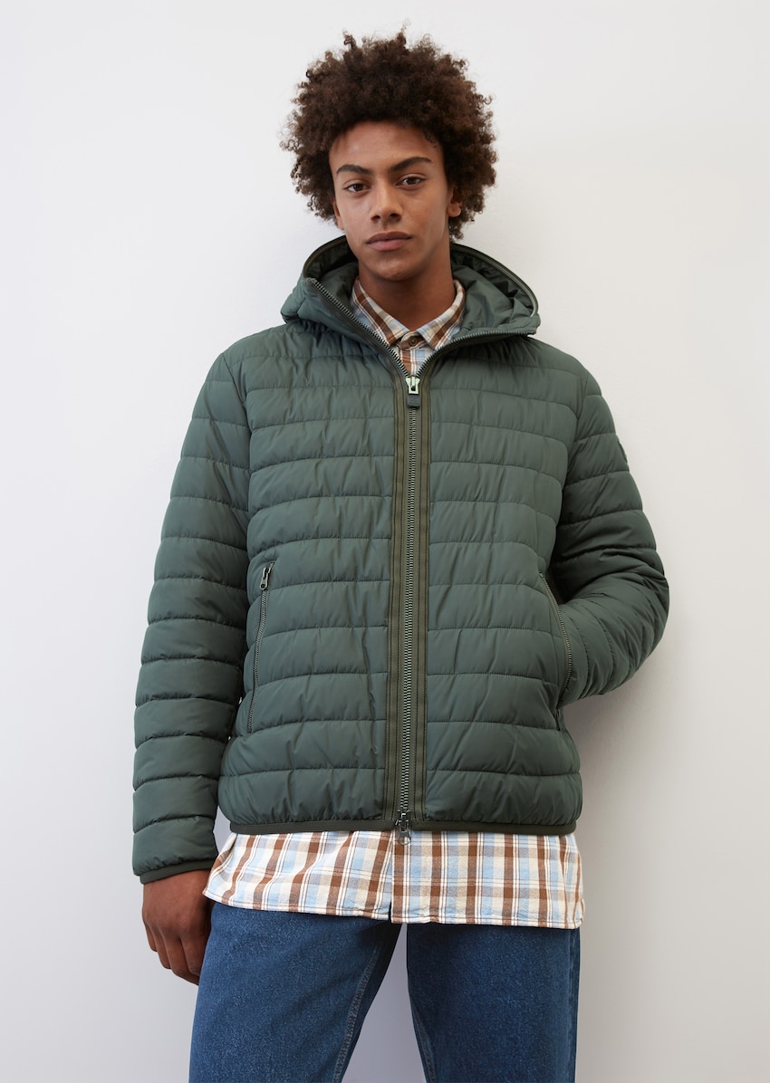 Lightweight hooded quilted jacket with water repellent surface - green ...