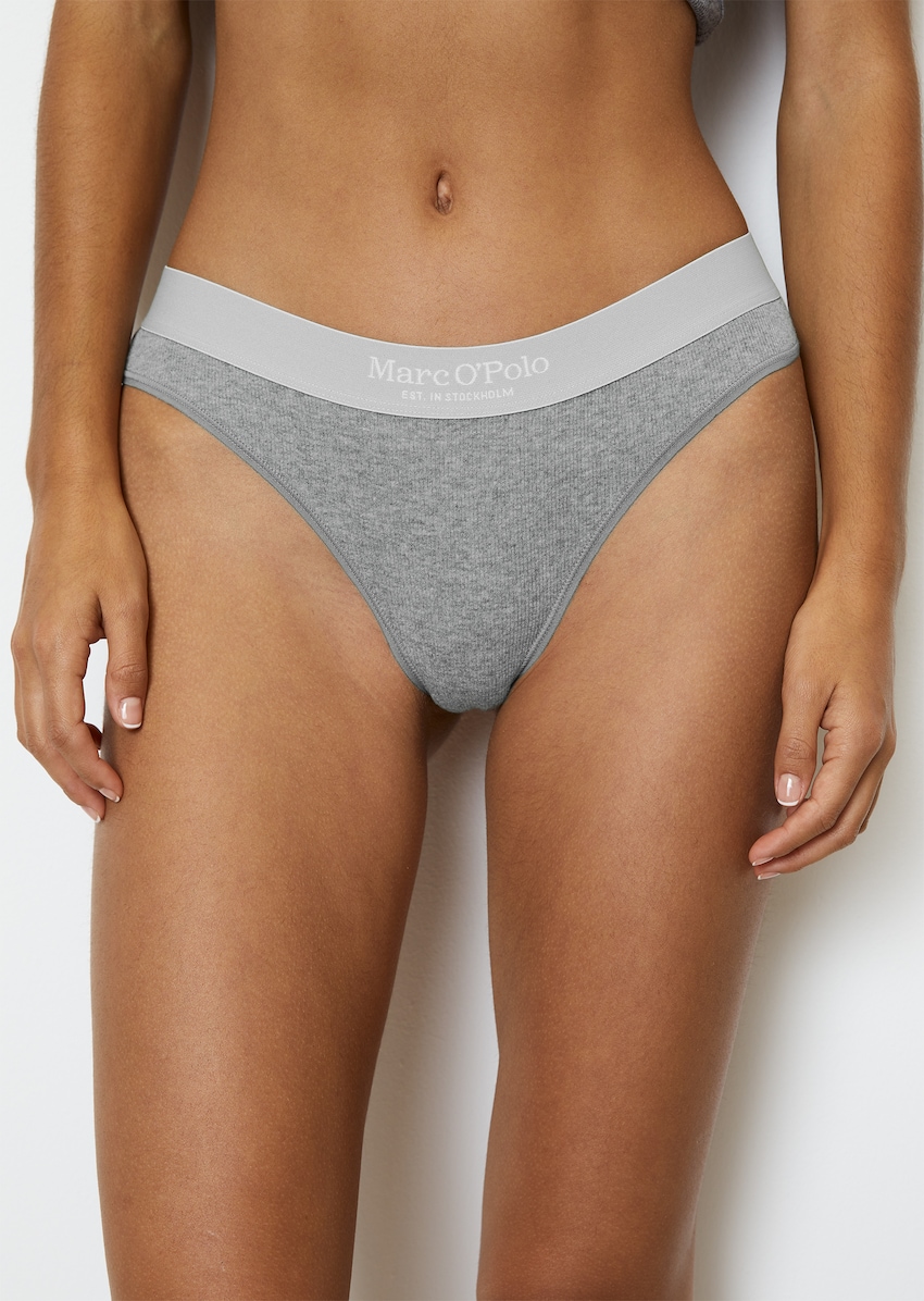 Cotton On cotton ribbed thong in gray