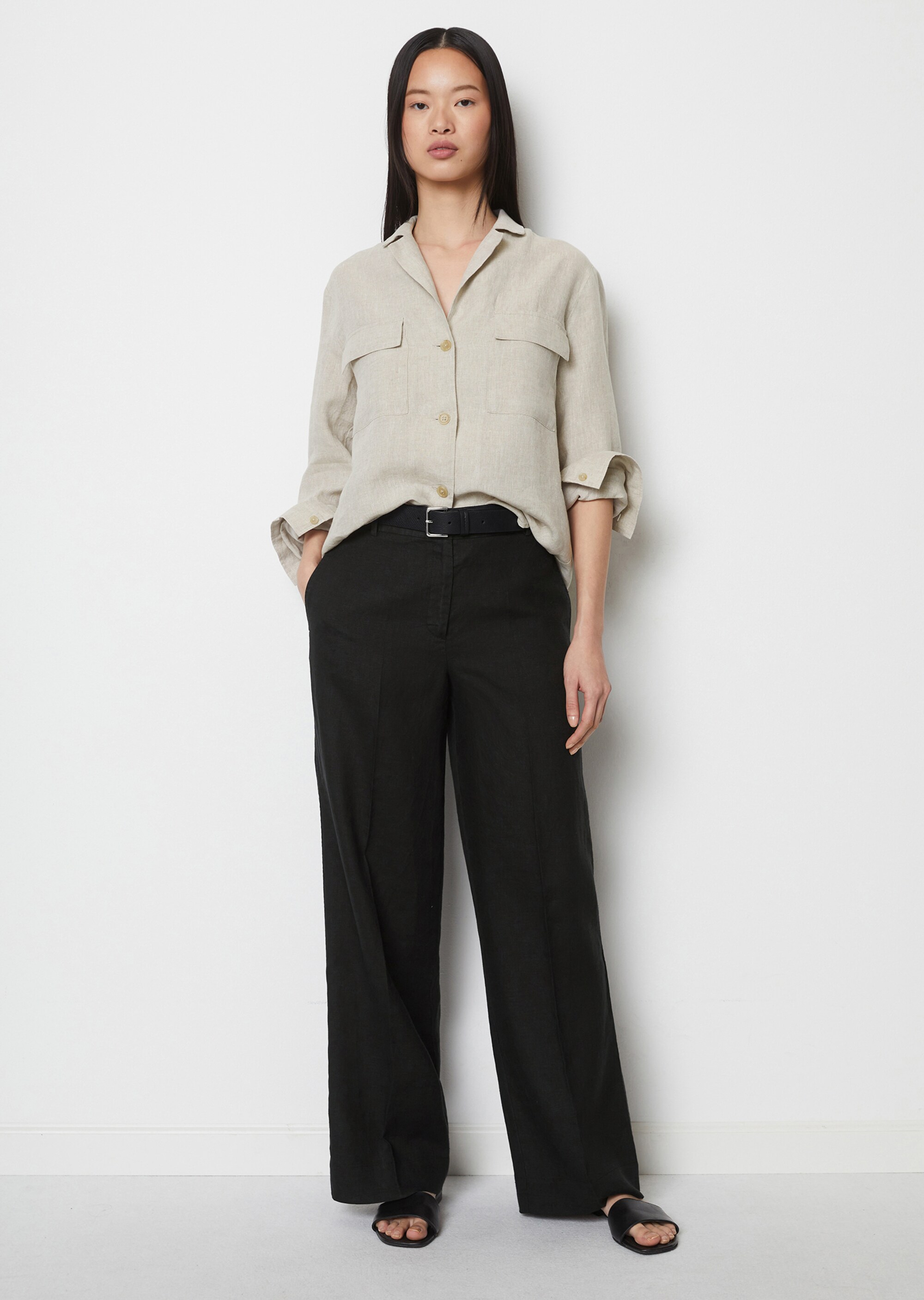 Wide Leg Pants Made from pure linen - black | Linen trousers