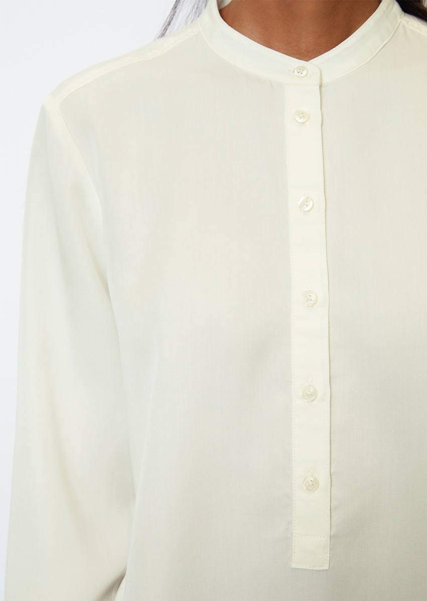 Langarm | Stehkragen Bluse O\'POLO MARC Fließende mit aus weiß | - Tencel™-Lyocell