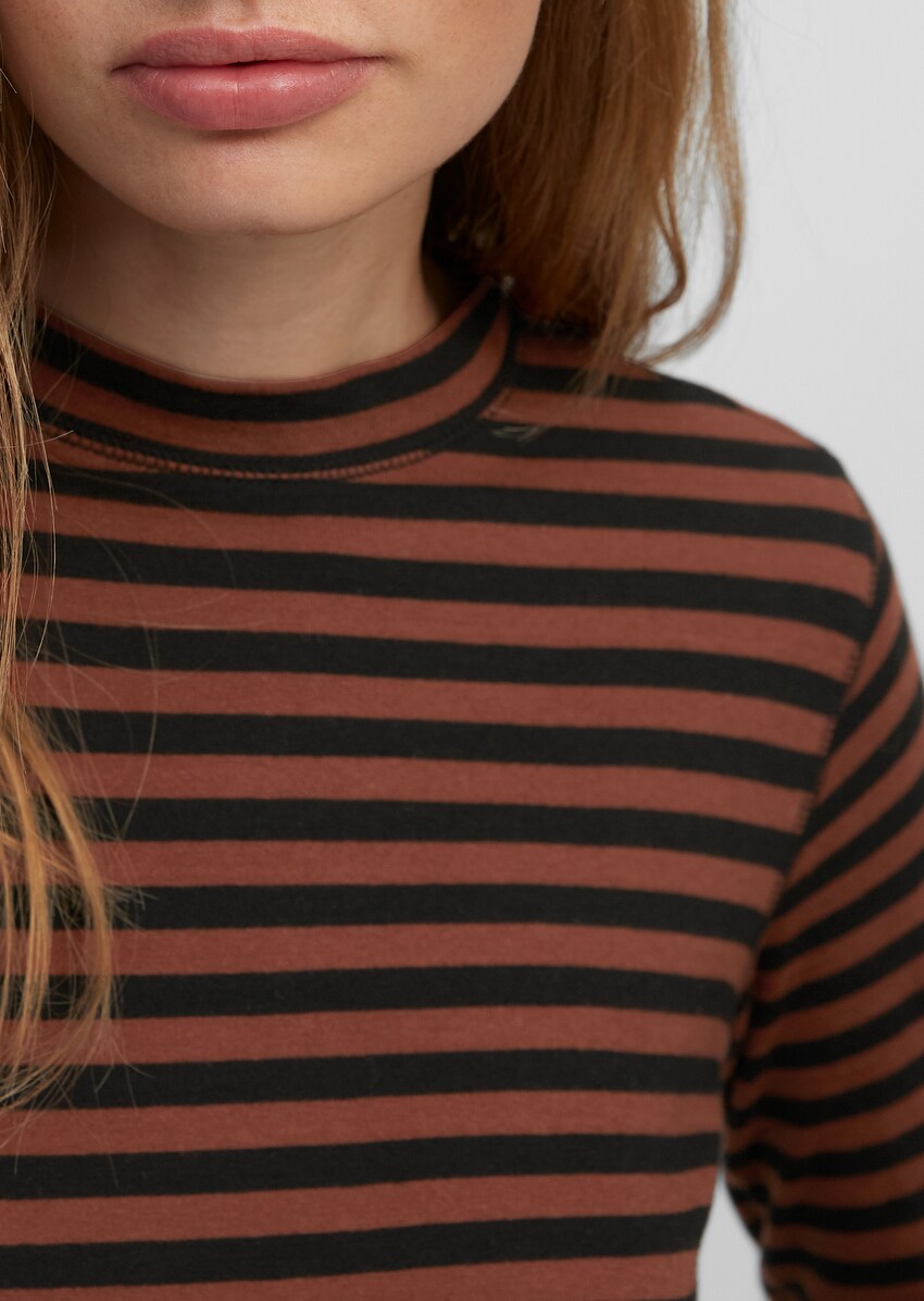 Long sleeve top with stripes in soft organic cotton jersey