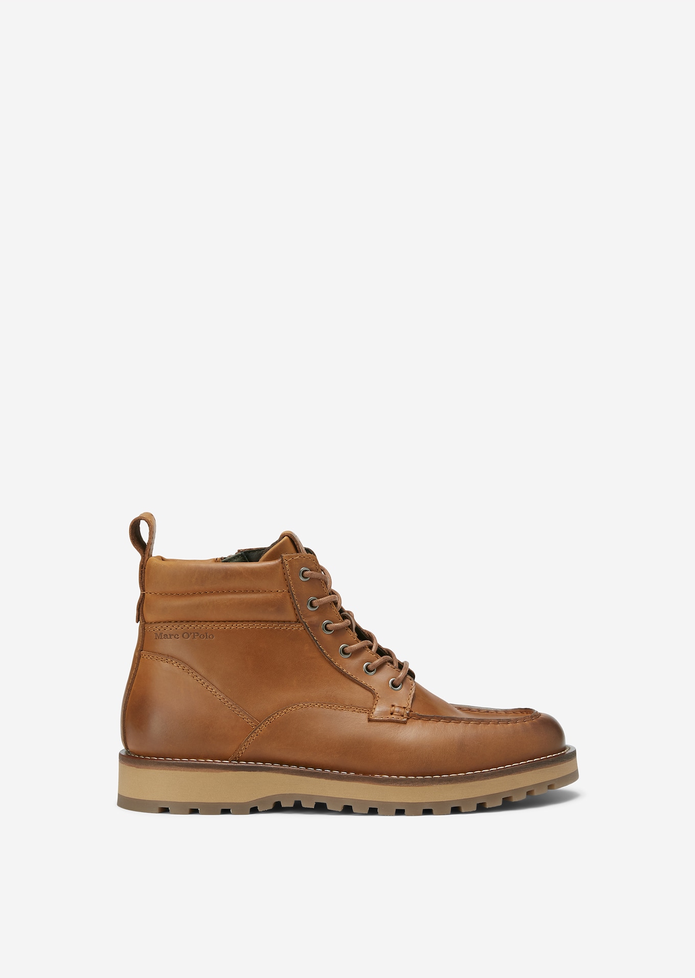Lace-up ankle boots in pull-up leather - brown | Boots | MARC O’POLO