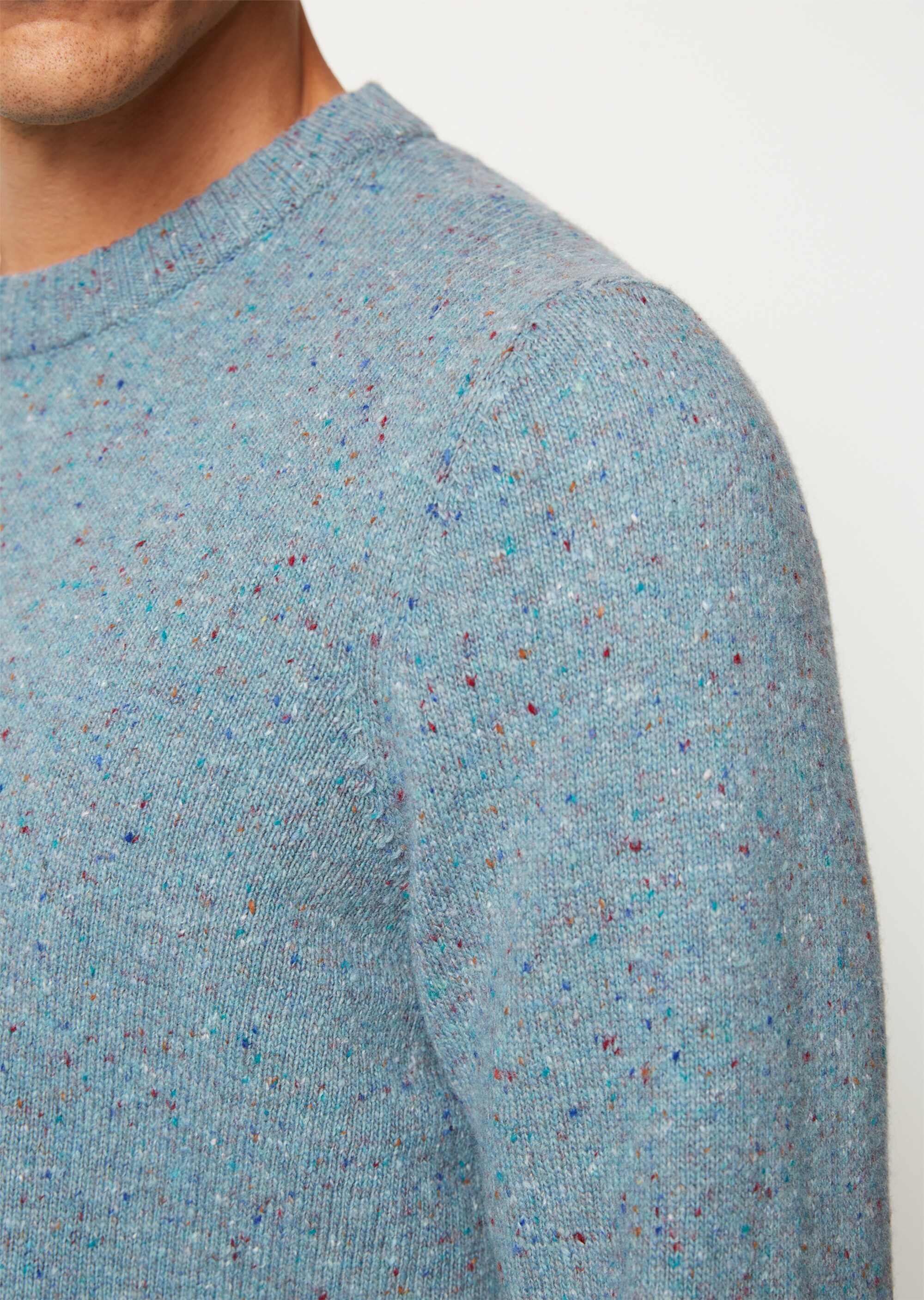 Sweater regular from speckled tweed yarn - blue | Crew neck 