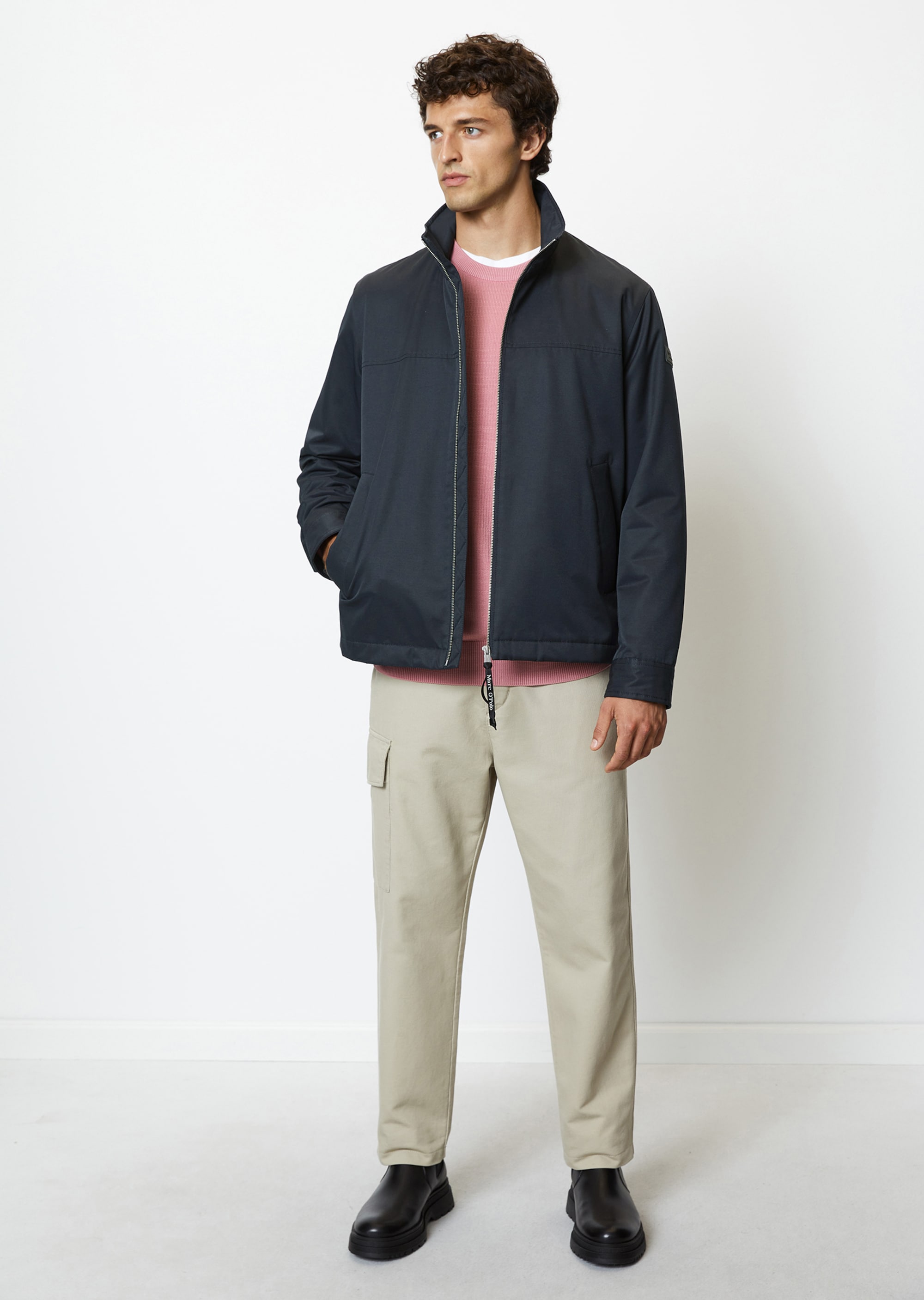 Stand up collar jacket in micro twill quality   blue   Jackets