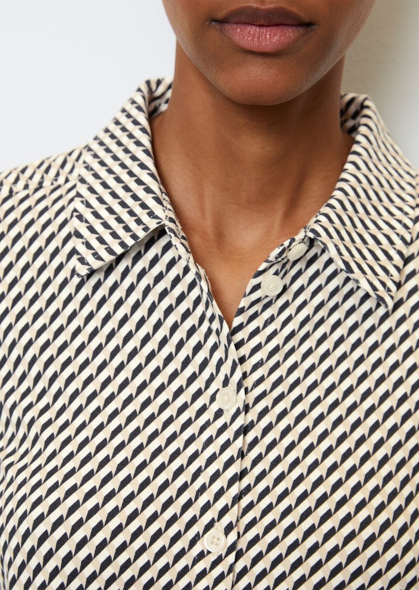 Gemusterte Jersey-Bluse regular aus LENZING™ ECOVERO™ - beige | Blusen |  MARC O\'POLO
