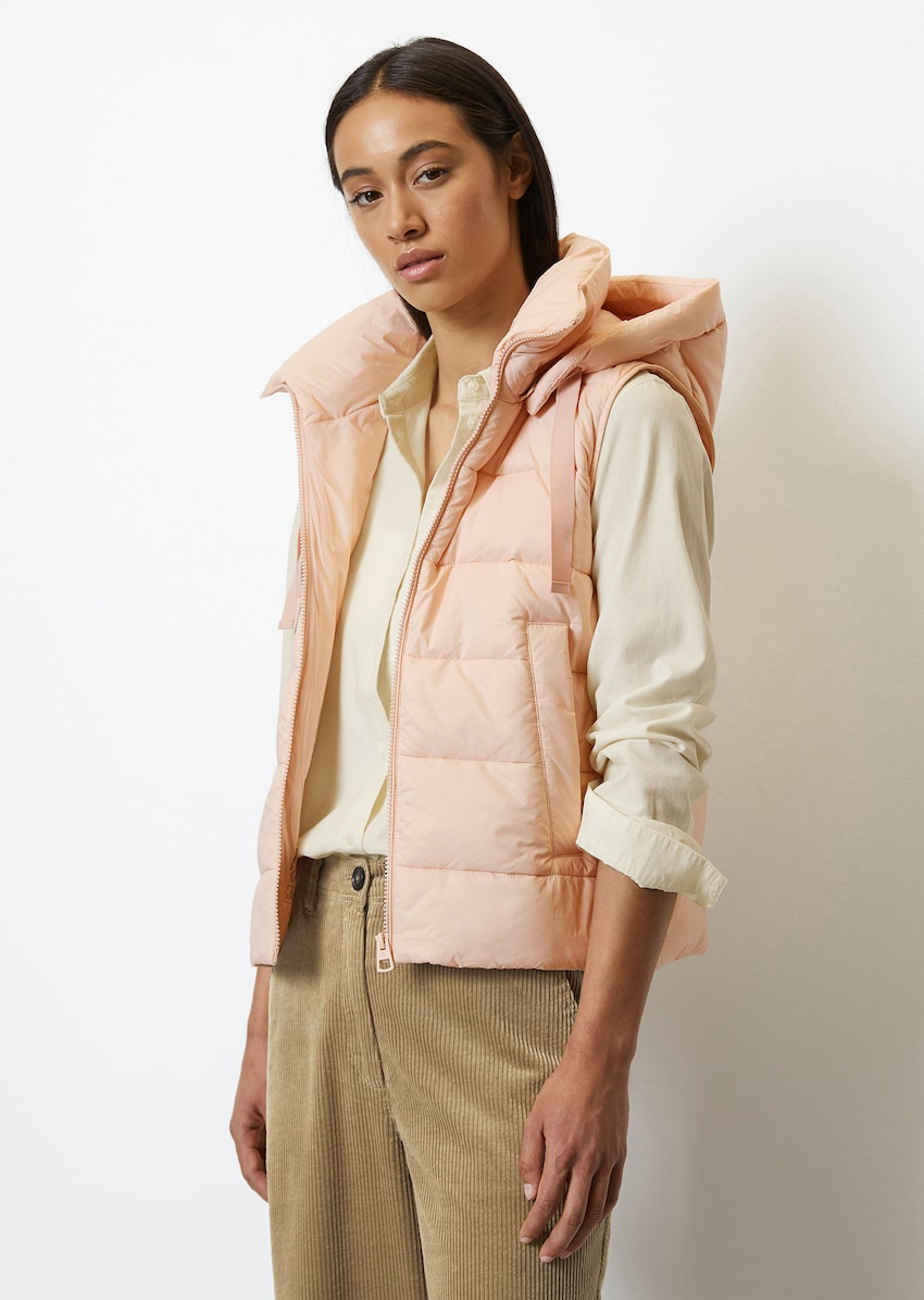 Hooded puffer quilted vest regular with recycled materials - rose | Vests |  MARC O\'POLO
