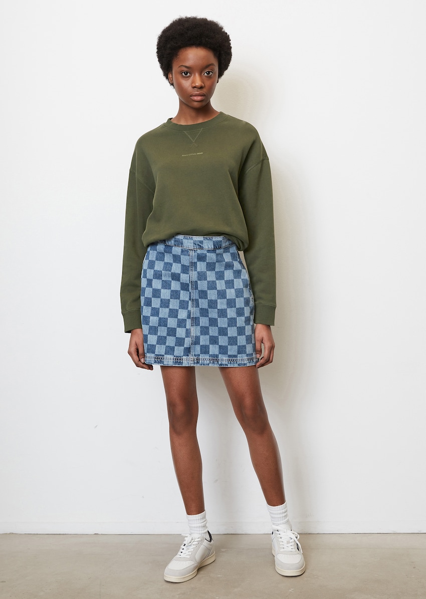Short A Line Mini Skirt Made Of Organic Cotton With A Checkerboard 