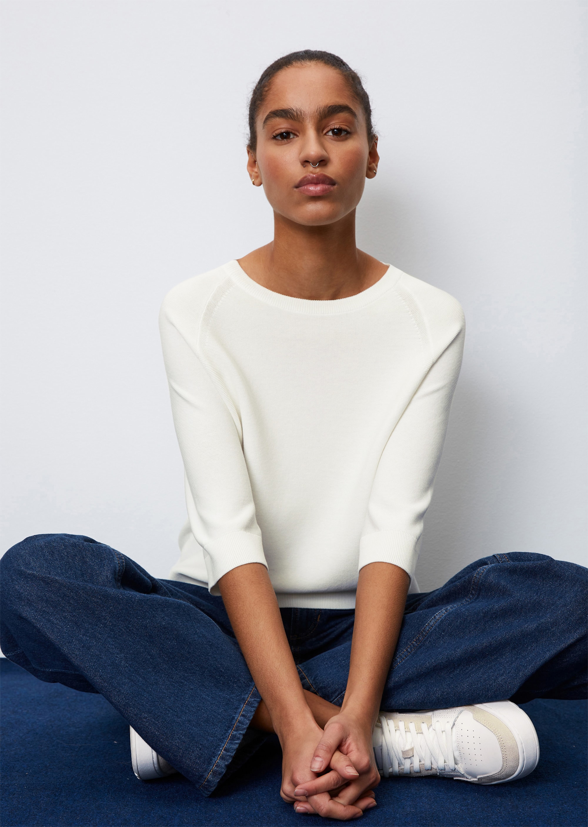 Plain white store crew neck jumper