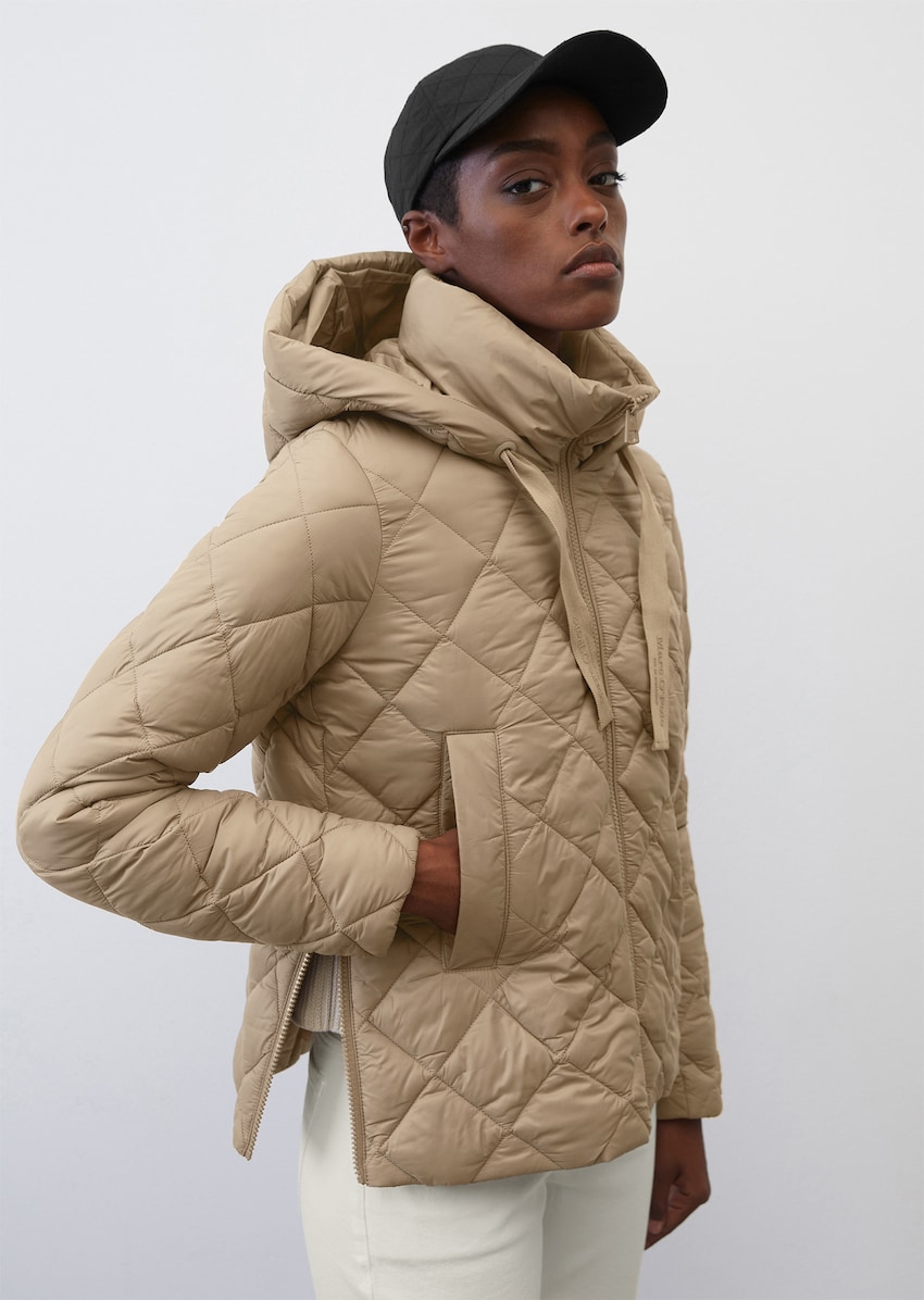 Quilted puffer jacket in a relaxed fit made of recycled nylon performance  fabric - brown | CLOTHING | MARC O\'POLO