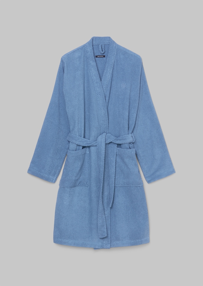 TALI bathrobe with a fine texture - blue | Bathrobes | MARC O’POLO