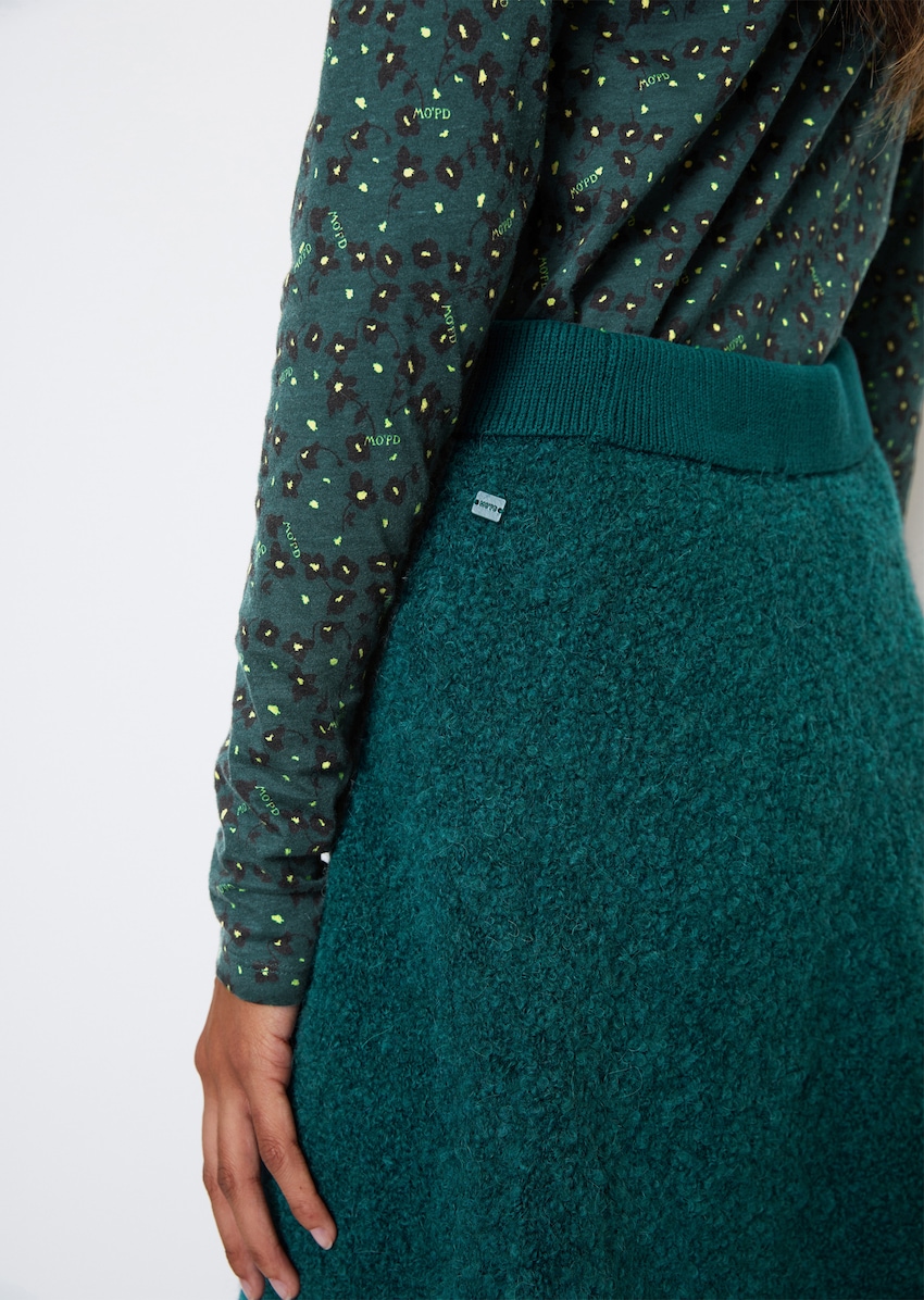 Flared mini knit skirt green bouclé | from MARC - | yarn O\'POLO Skirts