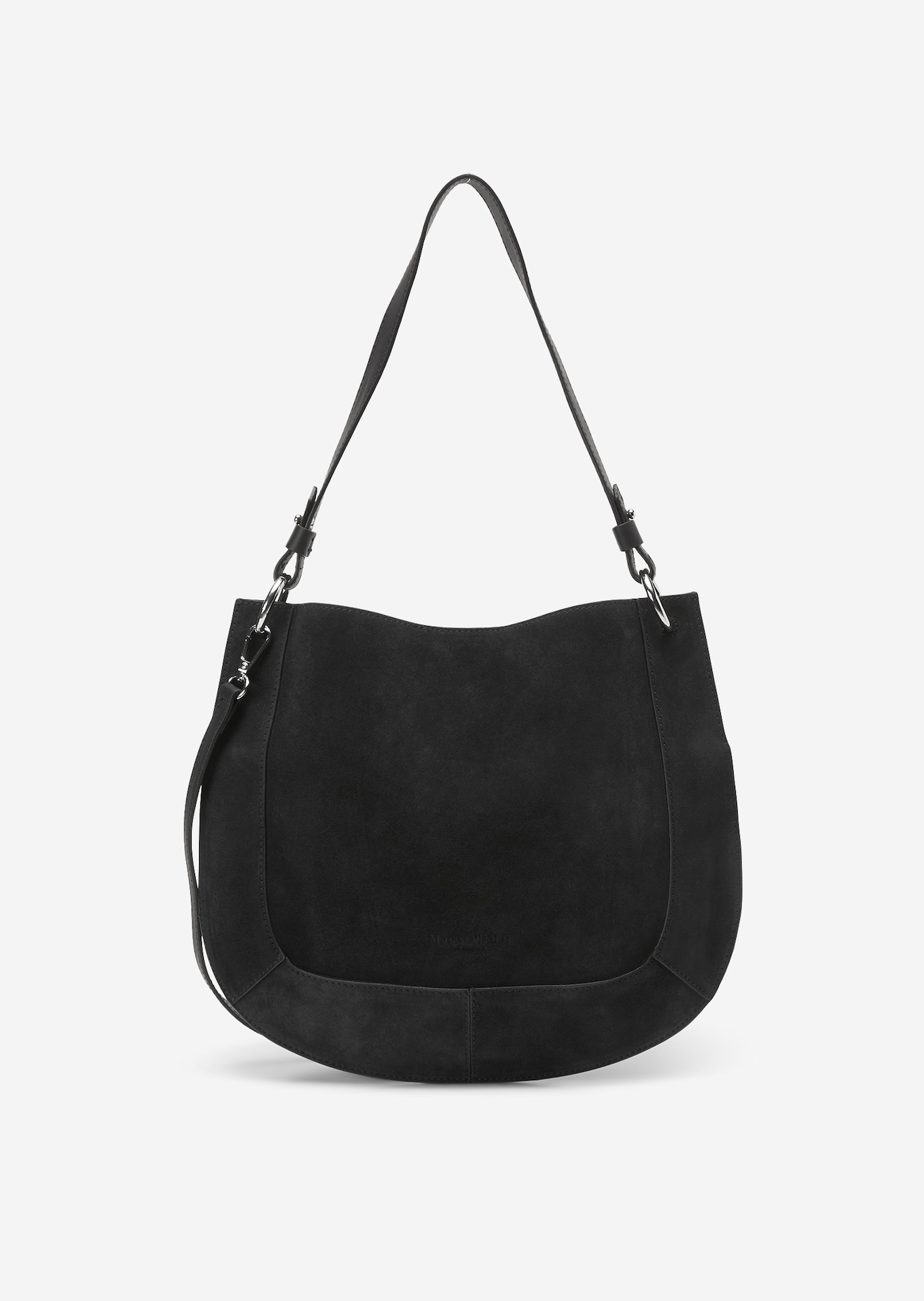 Hobo bag medium in suede leather - black | Made in Italy | MARC O’POLO