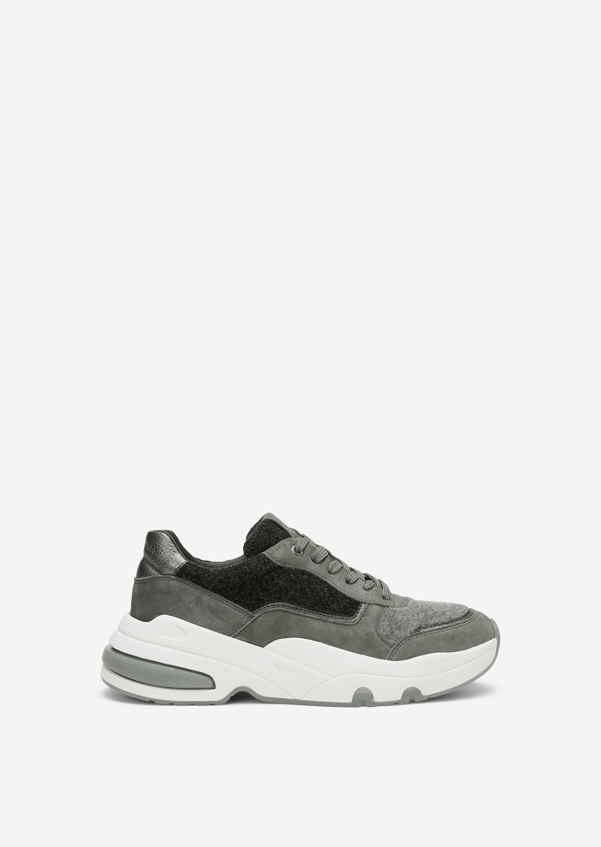 Bulky trainers in a soft mix of suede and wool - gray | Sneakers | MARC ...