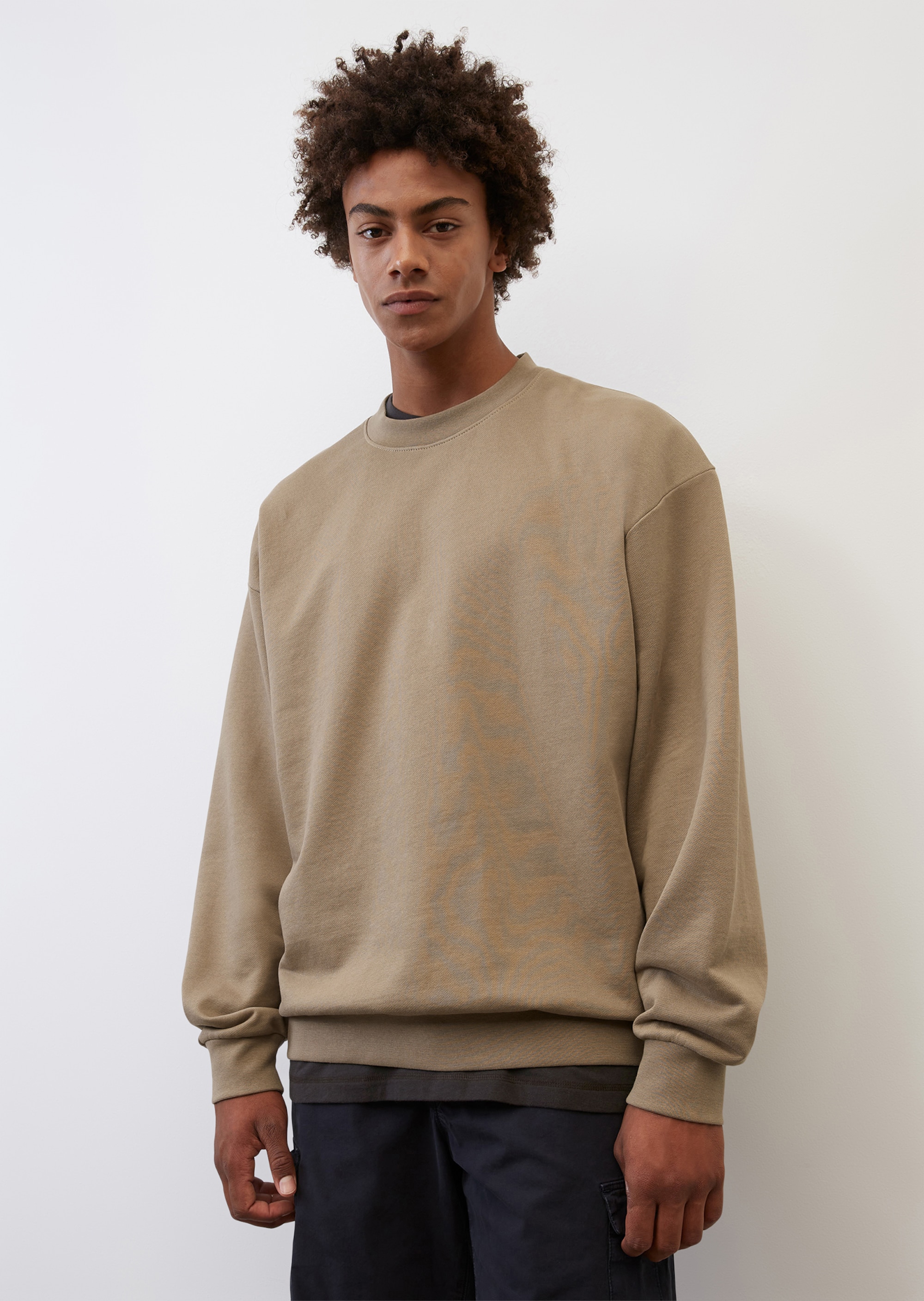 Mode Sweaters Marc O’Polo Marc O\u2019Polo Feinstrickpullover lichtgrijs gestippeld casual uitstraling 
