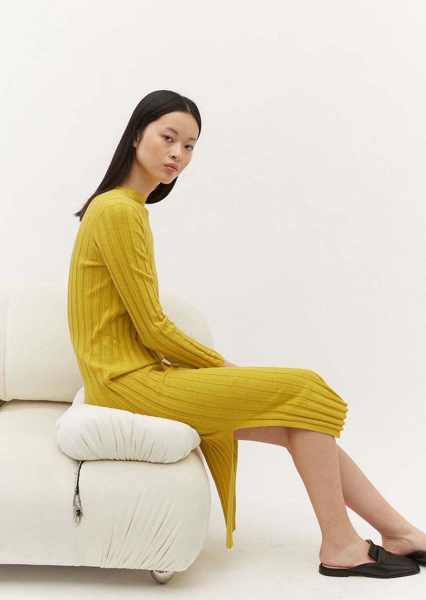 Transparant Wat passie Knit dress made of a blend of organic cotton and linen - yellow | Knitted  dresses | MARC O'POLO