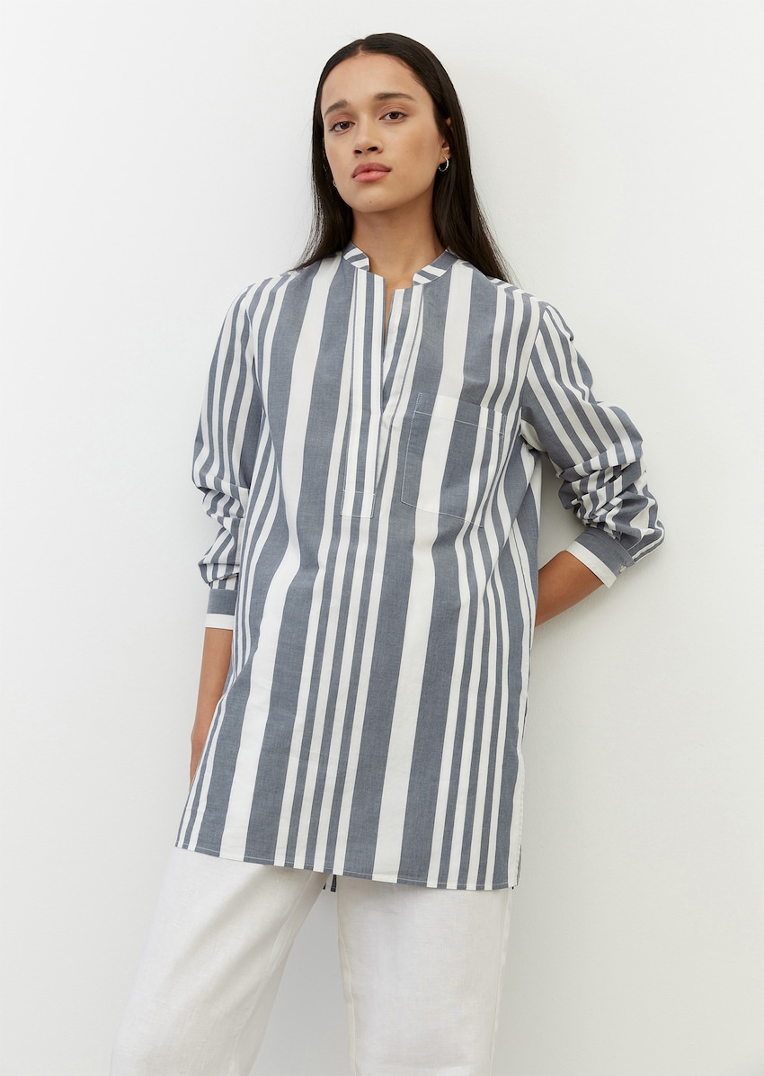 Bek berekenen Meevoelen Tunika-Bluse aus reiner garngefärbter Baumwolle - weiß | Langarm | MARC O' POLO