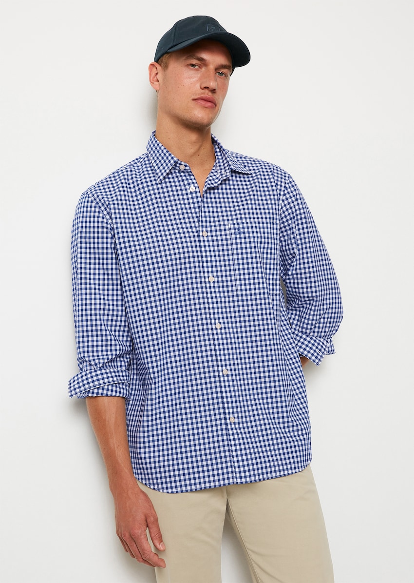 Langarm-Hemd regular mit Vichy-Karo aus reiner Bio-Baumwolle - blau |  Langarmhemden | MARC O\'POLO