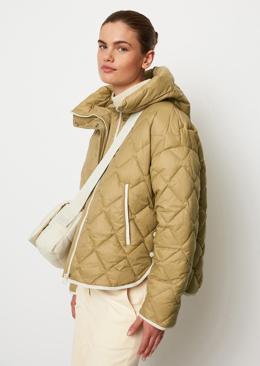Lightweight hooded quilted jacket regular from recycled materials - beige |  CLOTHING | MARC O\'POLO