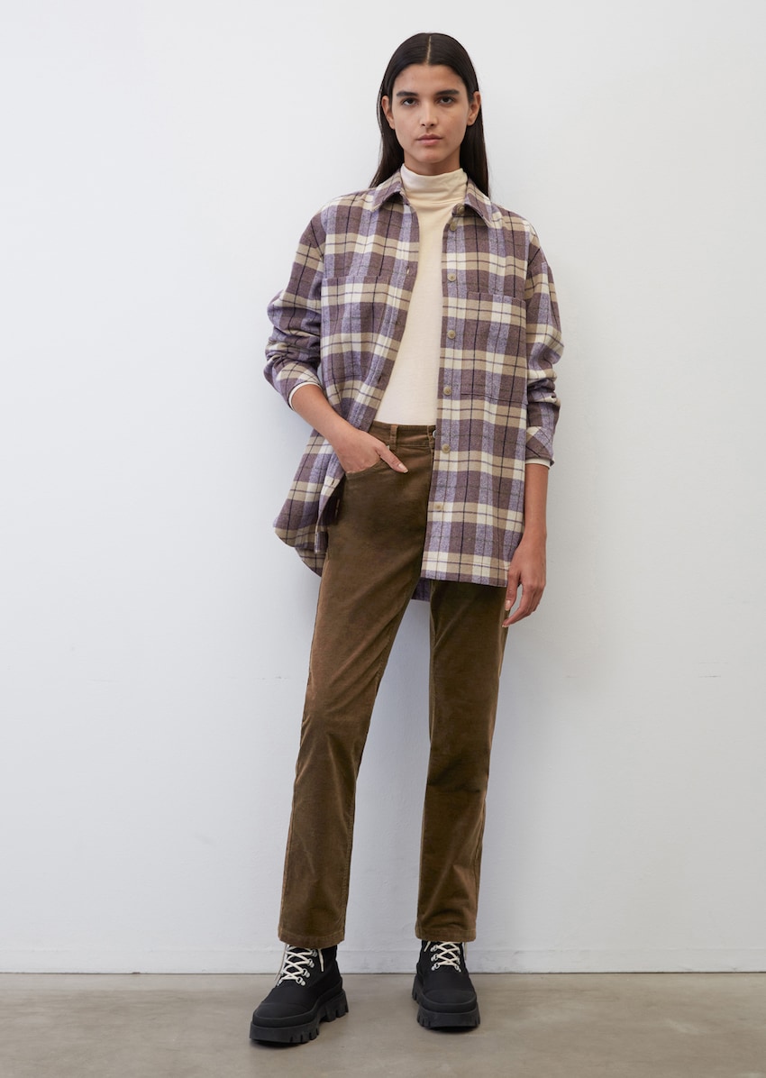 model LINDE straight high waist cropped elastisch katoenen bruin | Broeken | MARC O'POLO