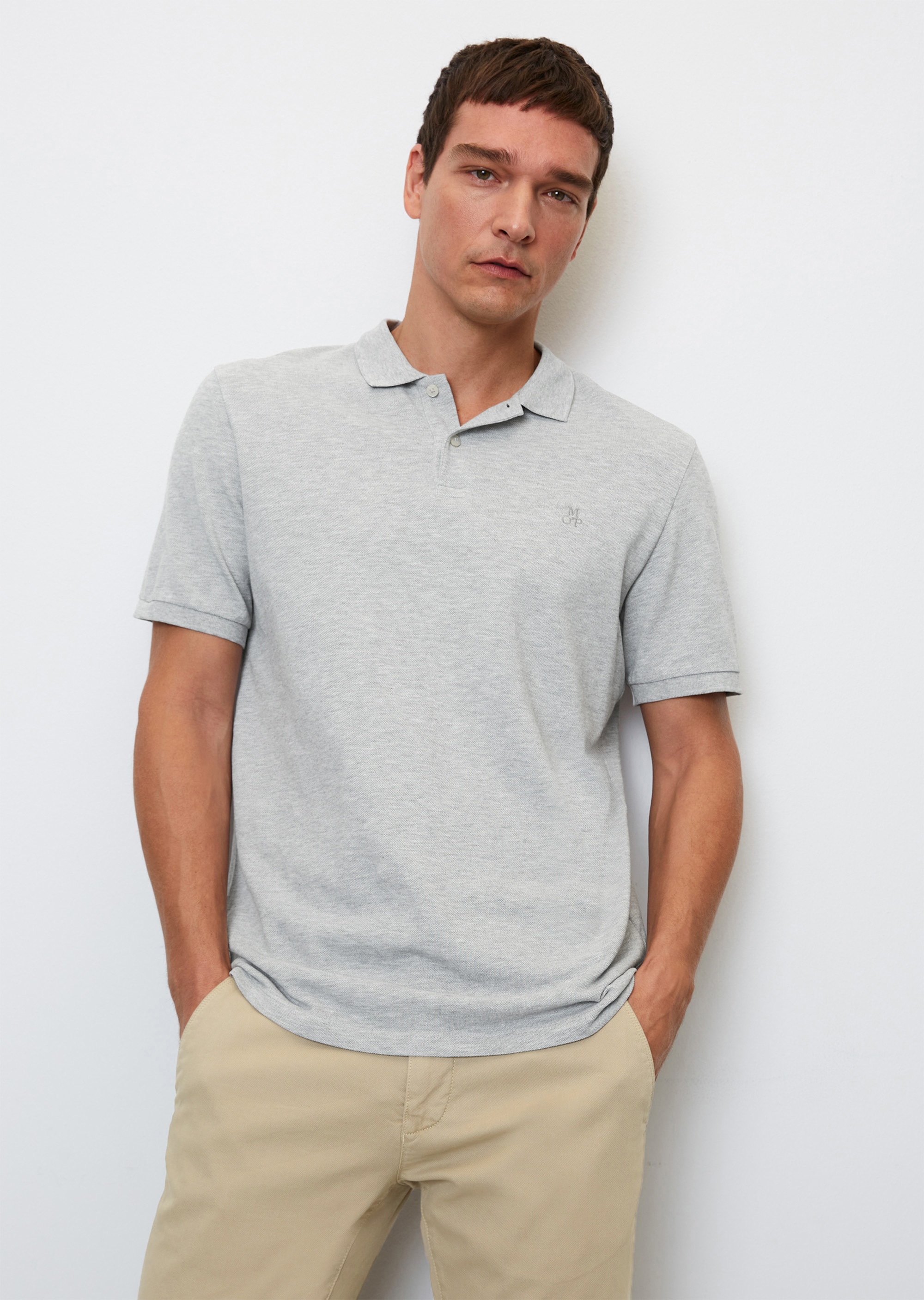 Short sleeve piqué polo in a regular fit made from cotton gray | Polos | MARC O'POLO