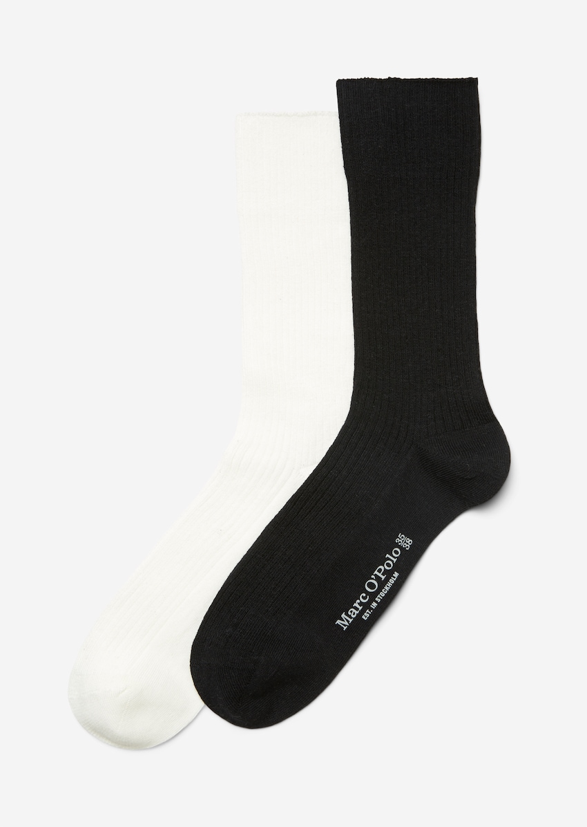 Ribbed socks in a double pack - white | Socks | MARC O\'POLO