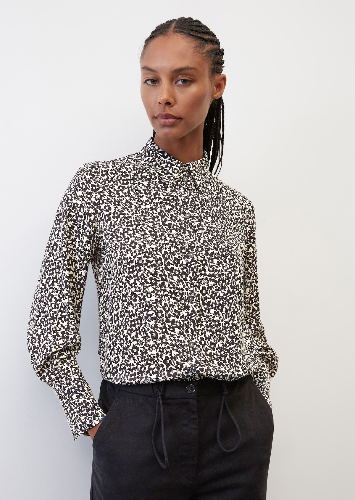 Langarm-Bluse mit Allover-Print aus | MARC O\'POLO LENZING™ ECOVERO™ | beige Langarm 