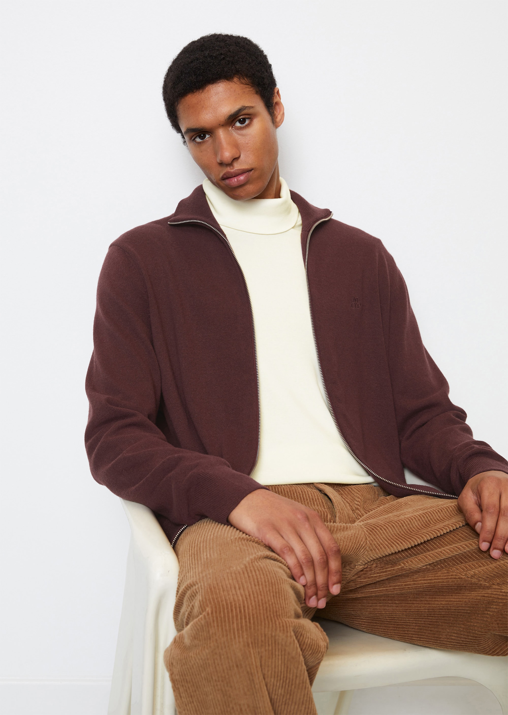 Zip-up cardigan in a regular fit made from soft cotton virgin wool mix