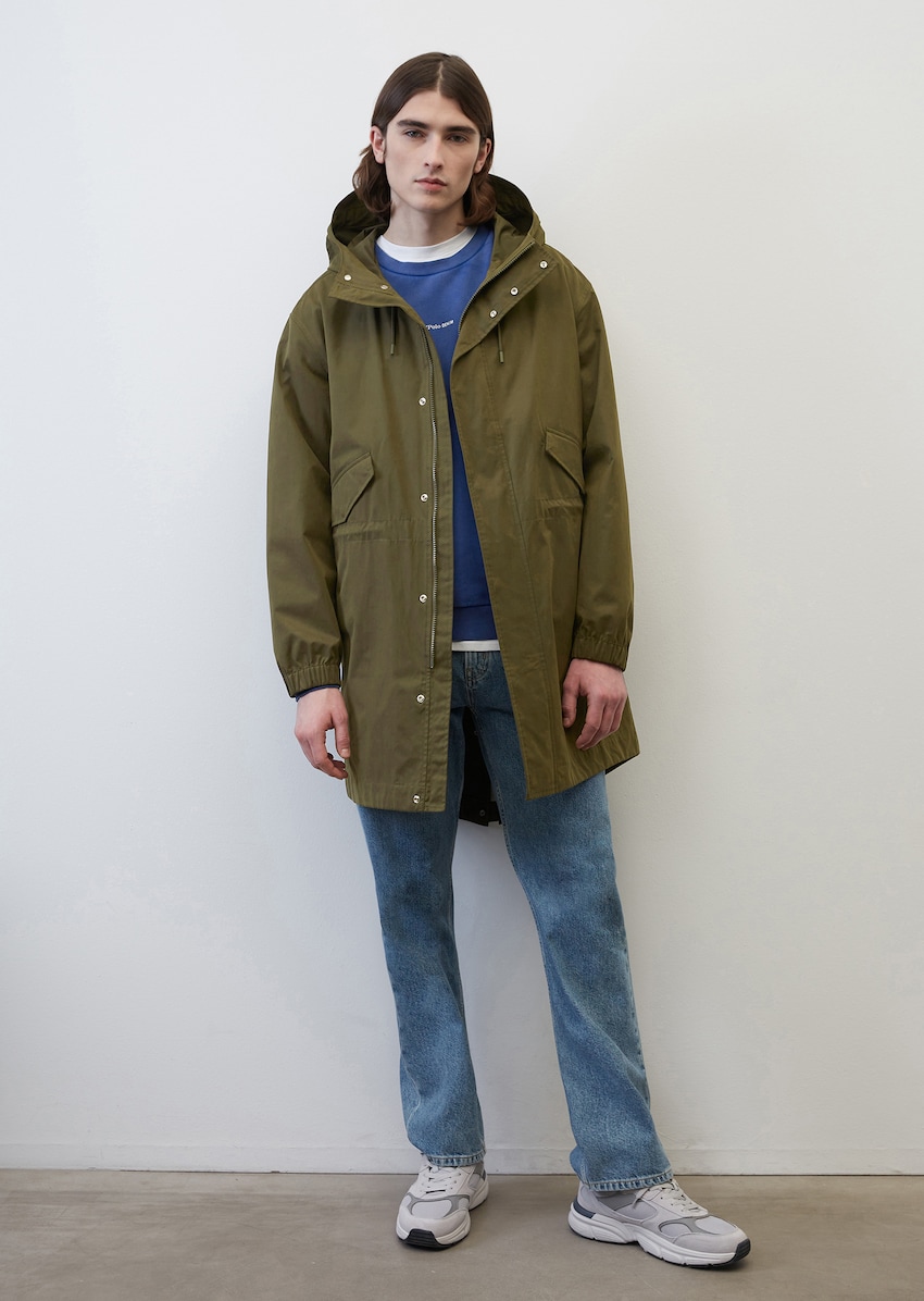 Lightweight hooded parka, relaxed fit made from an organic cotton blend -  green | Jackets | MARC O'POLO