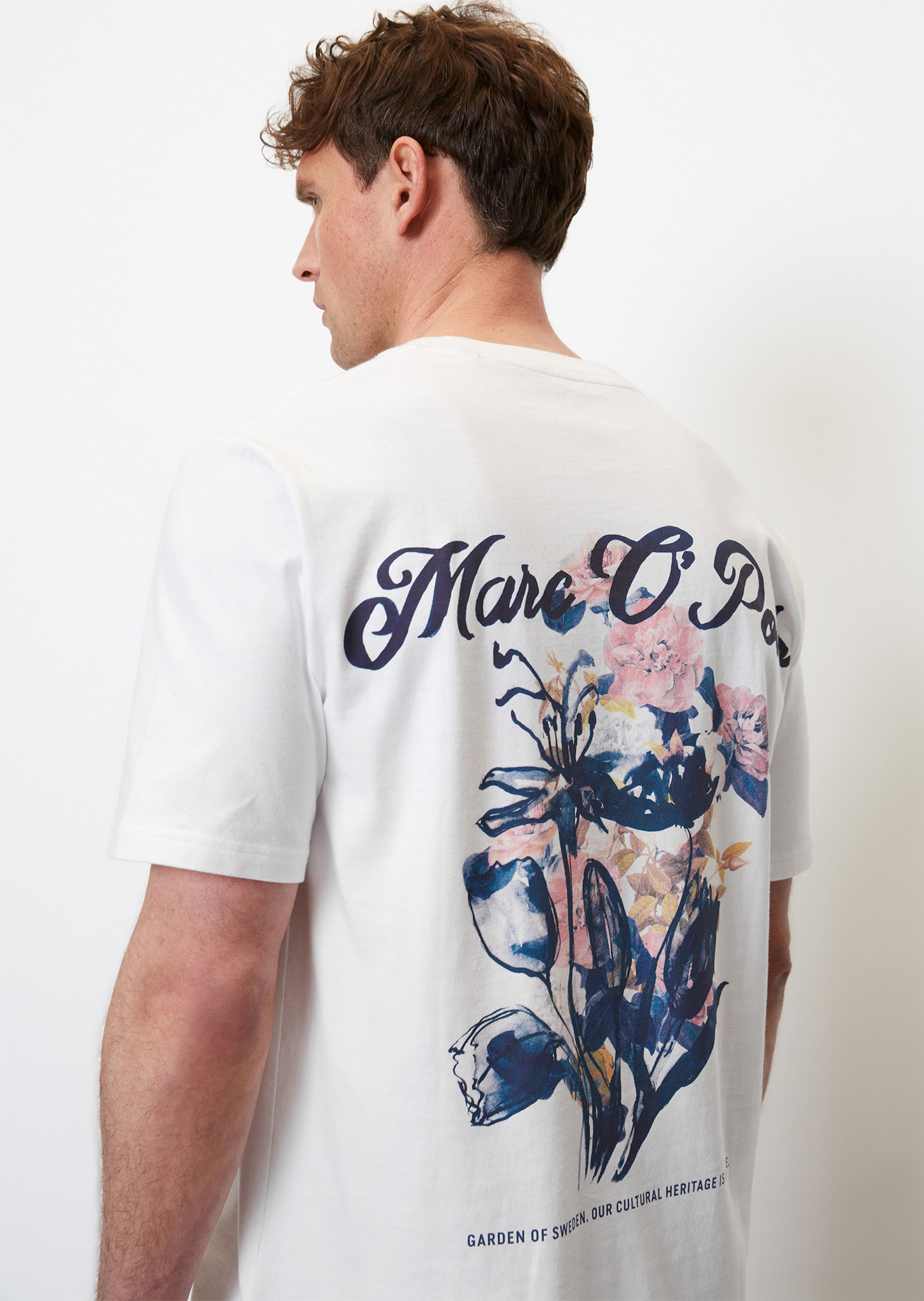 | O\'POLO regular T-Shirt MARC floralem BEKLEIDUNG | mit - weiß Rückenprint