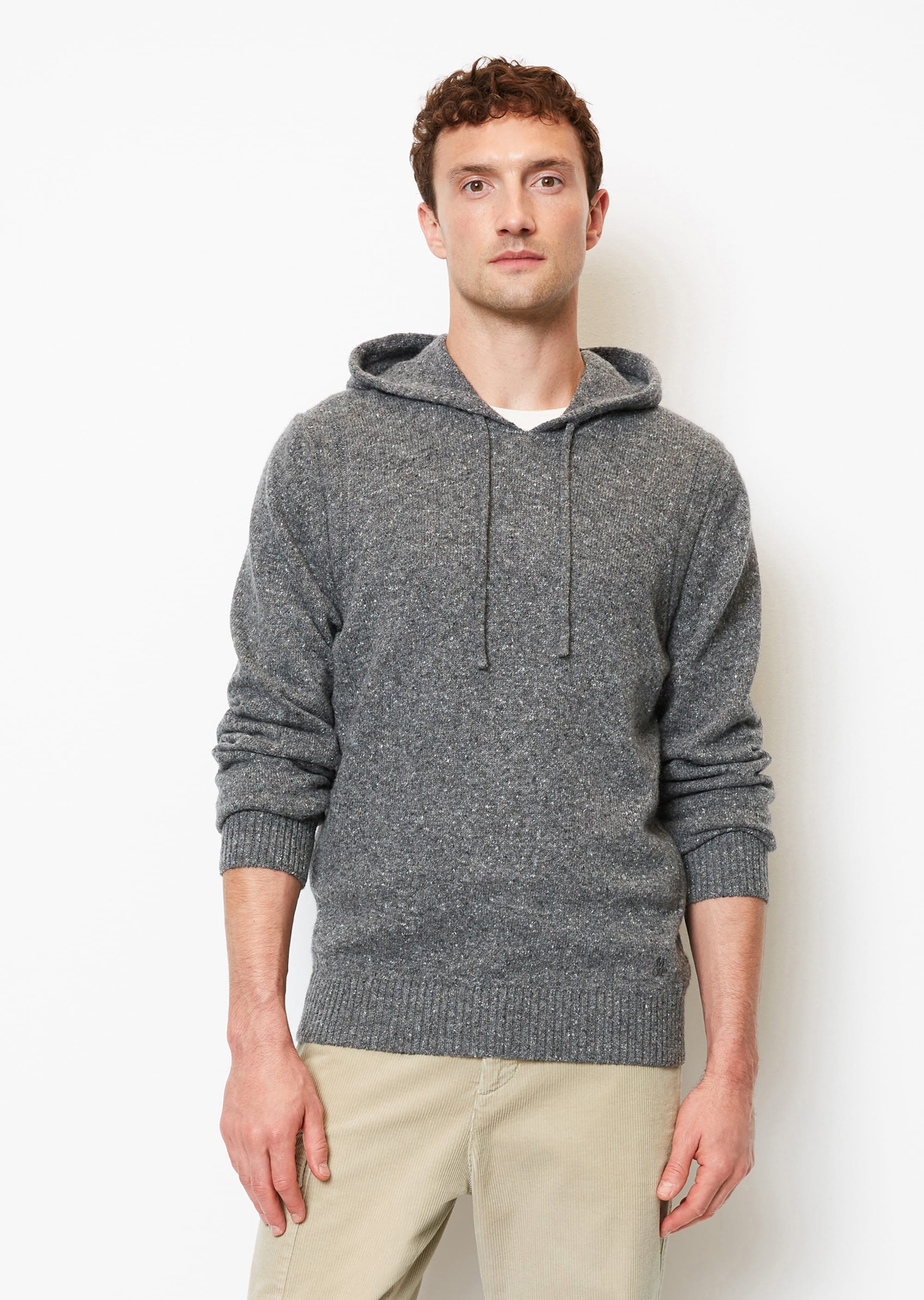 Pullover regular mit Kapuze aus gesprenkeltem Tweedgarn - grau |  Strickpullover | MARC O'POLO