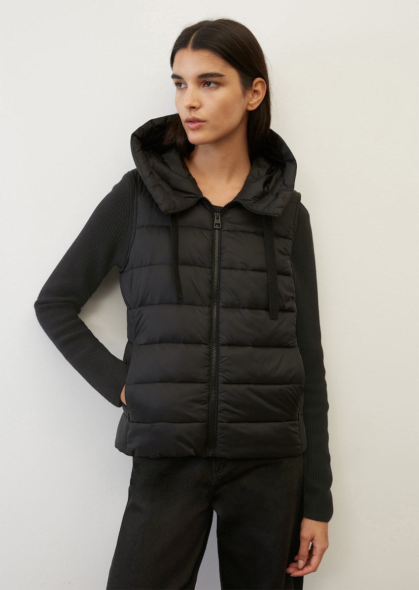 Lightweight hooded quilted body warmer, regular fit made of recycled  materials - black | Vests | MARC O\'POLO