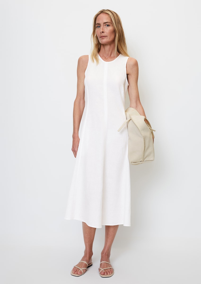 elegant Verfijnen Afbreken Mouwloze linnen jurk met een A-lijn - wit | Zomerjurken | MARC O'POLO