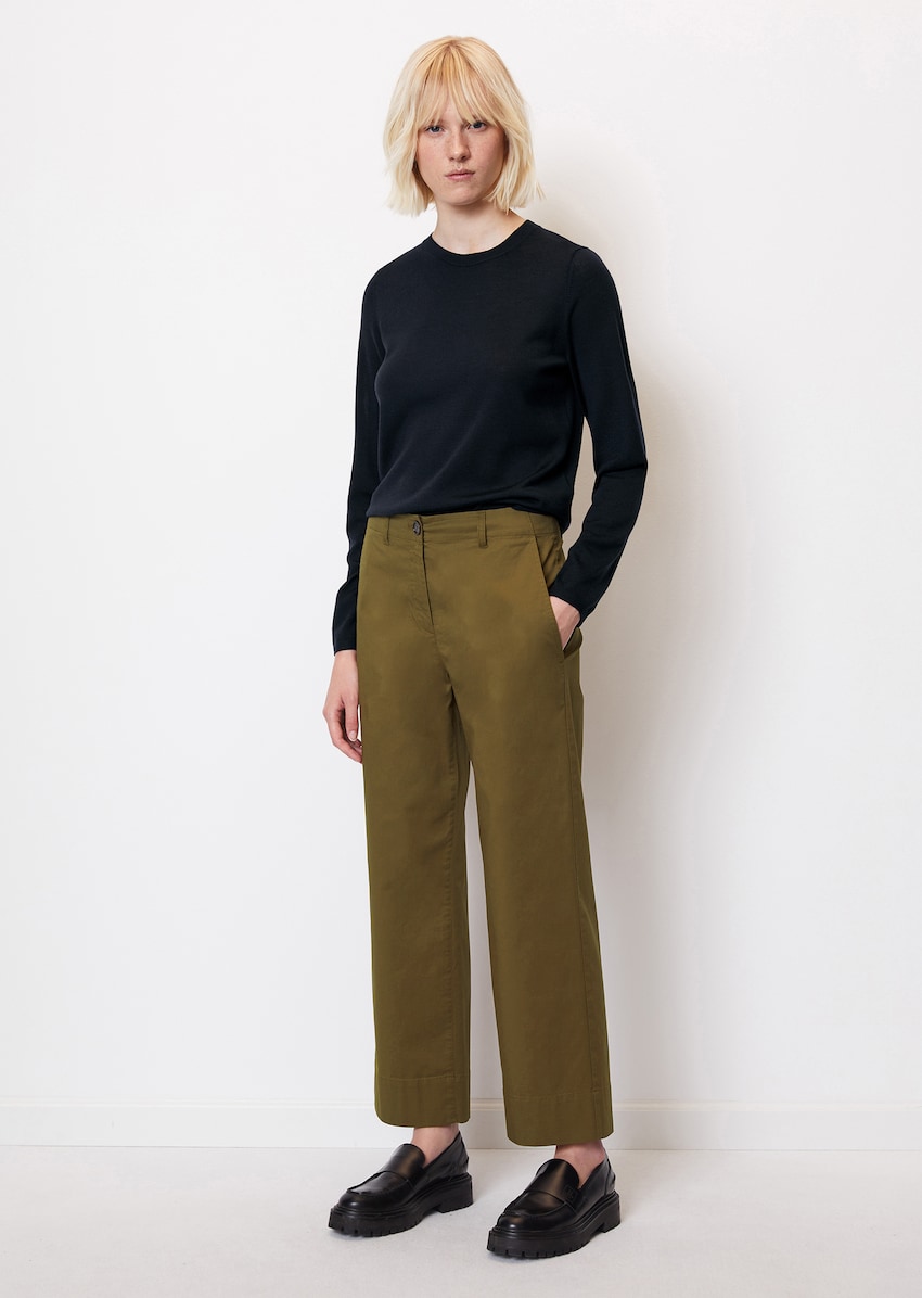 Cropped cotton-twill straight-leg pants