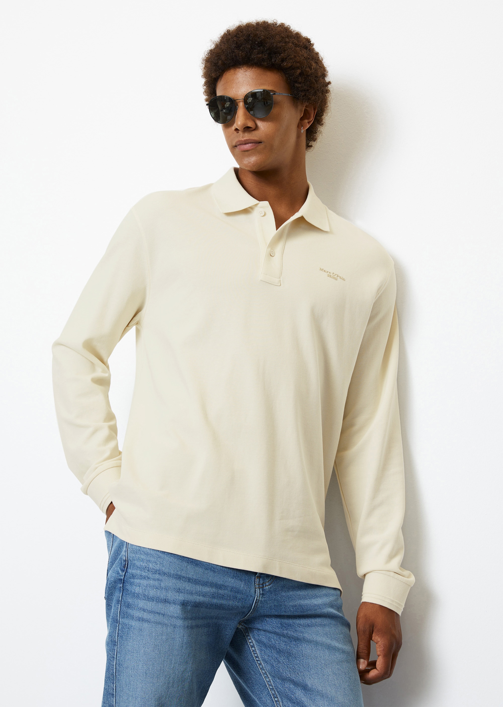 Long sleeve piqué polo shirt in a regular fit Made of organic cotton