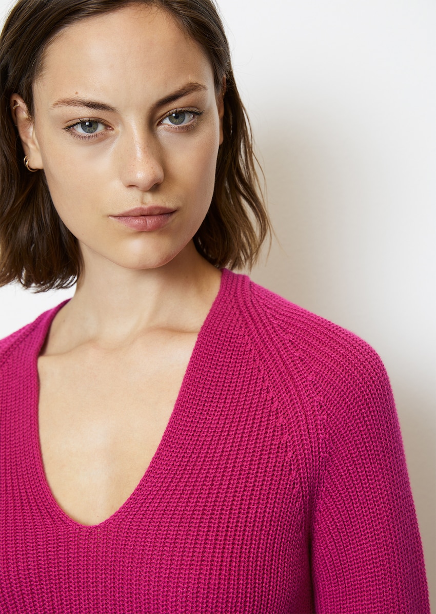 schwerem V-Neck-Strickpullover Pullover aus rosa | relaxed - Grobstrick | MARC O\'POLO Baumwoll-Garn