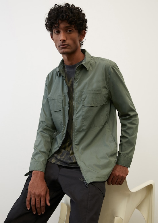 Overshirt In technical cotton blend fabric - green | Long sleeve shirts ...