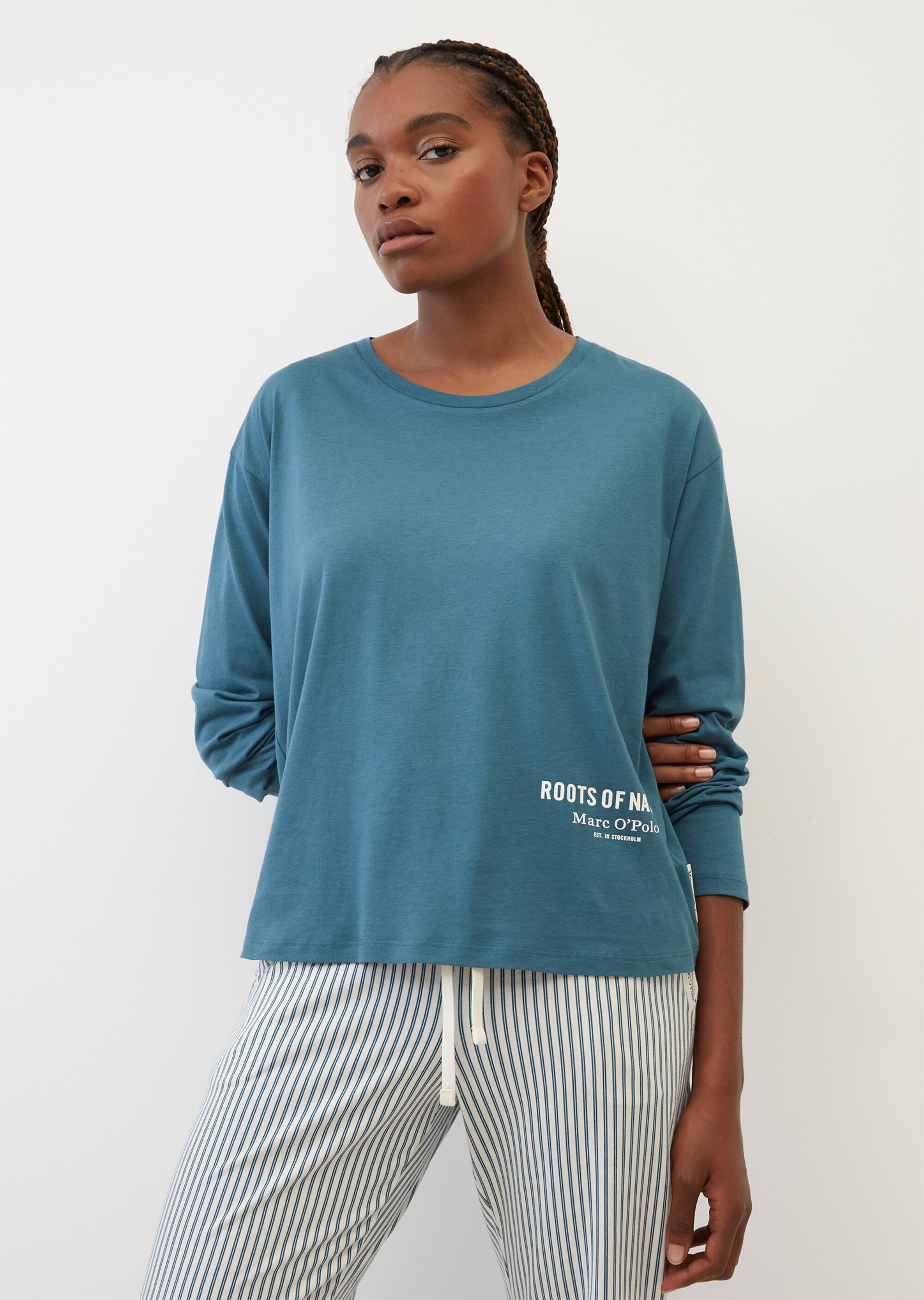 Marc O’Polo Body & Beach Womens Mix Shirt Ls Crew-Neck Pyjama Top 