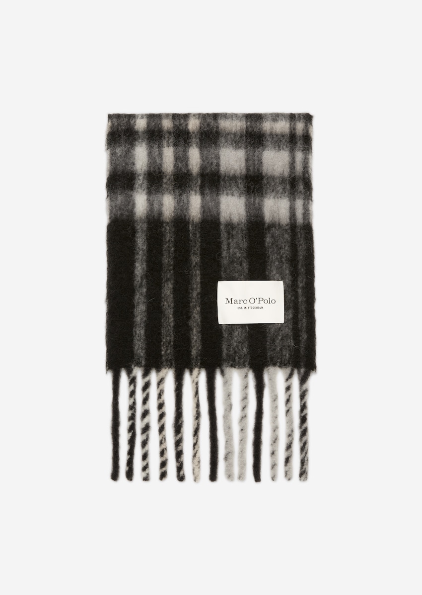 Kers Netto Nageslacht Lässiger Karo-Schal mit Fransen aus kuscheligem Alpakawolle-Mix - schwarz |  Geschenke für Sie | MARC O'POLO