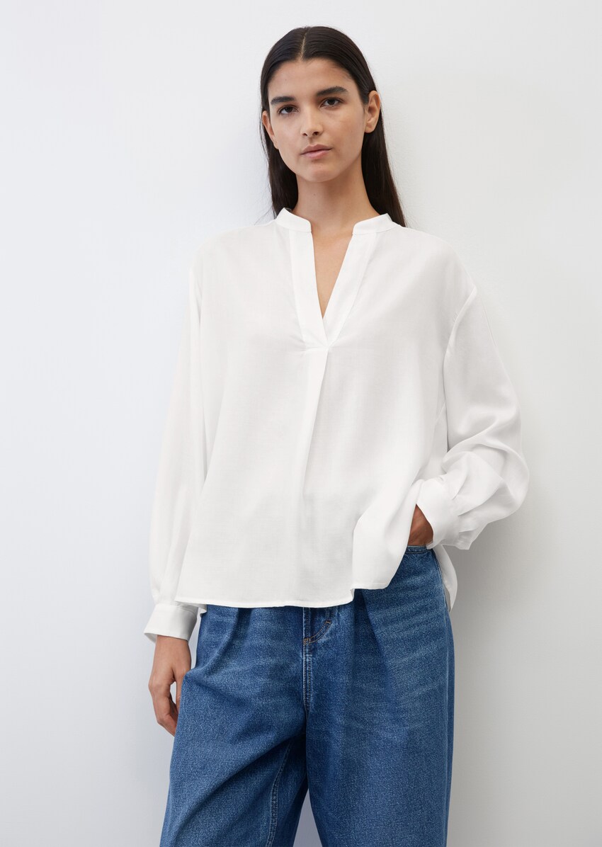 Flared blouse in a relaxed fit Made of Tencel™ lyocell - white | Long ...