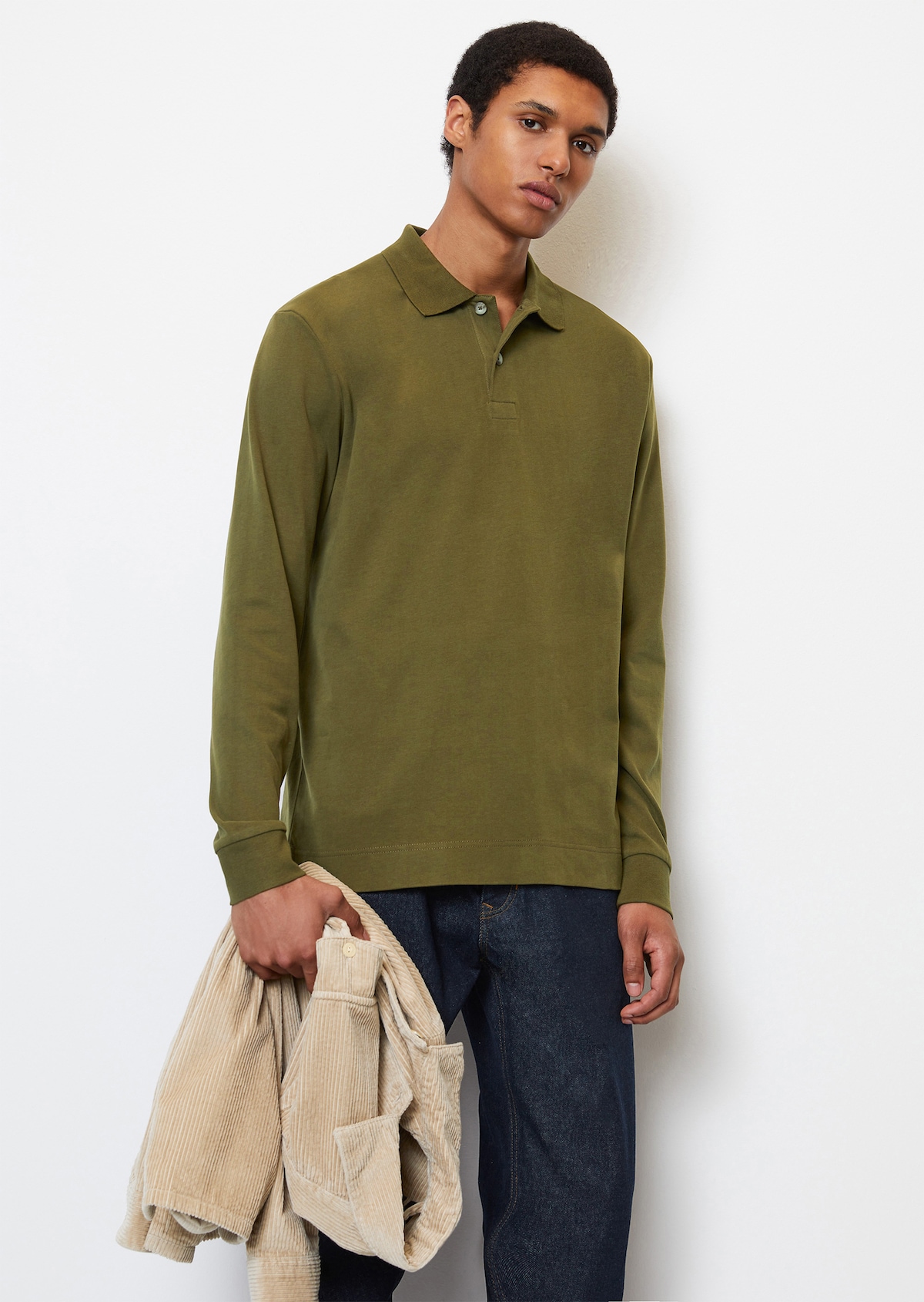 Poloshirt regular aus softem Heavy-Jersey Langarmpolos | grün O\'POLO | MARC 