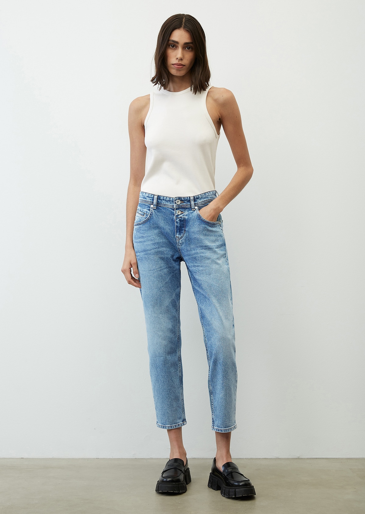 NMMONI CROPPED HIGH WAISTED STRAIGHT FIT JEANS