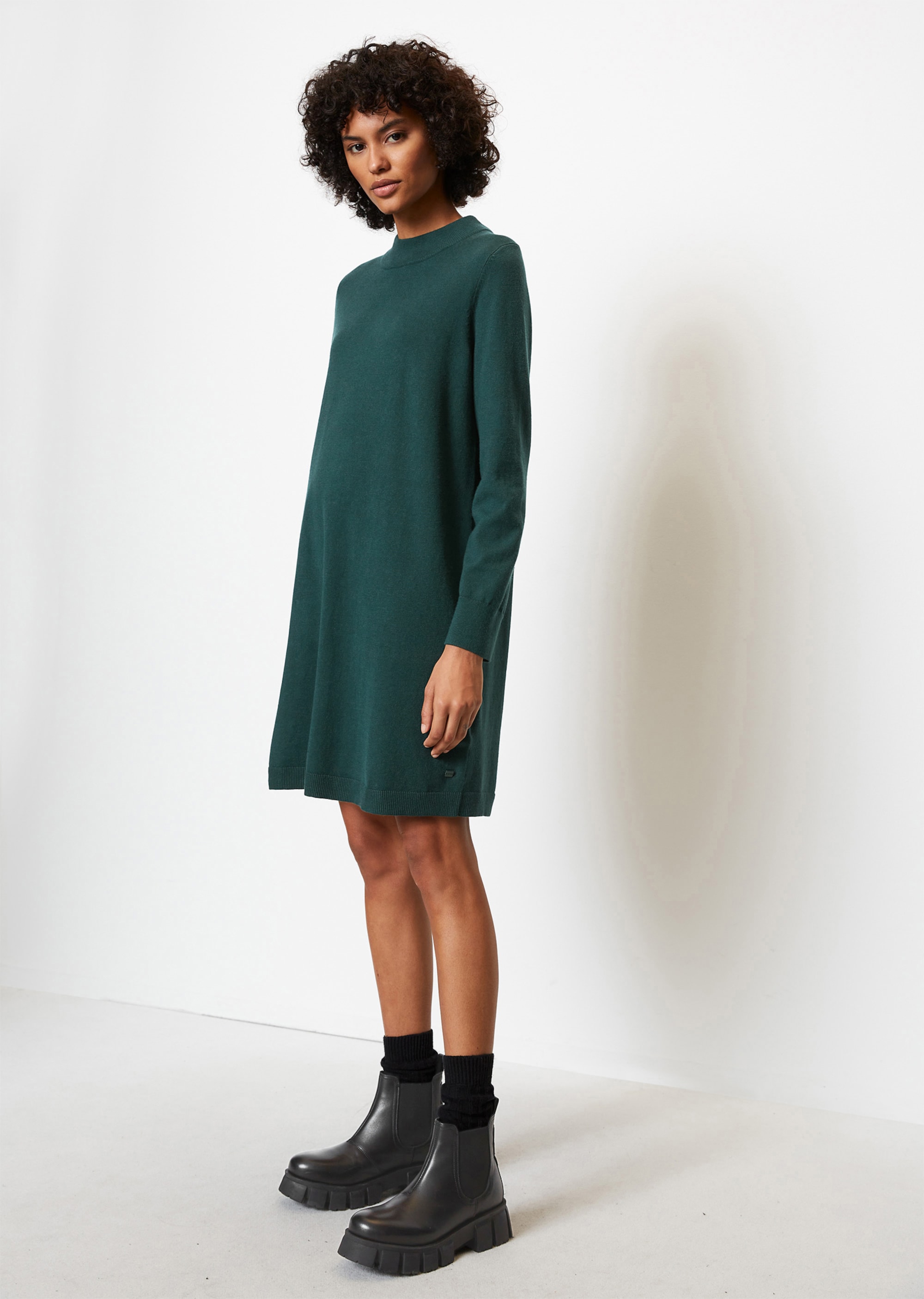 Ausgestelltes Strickkleid aus softem Organic Cotton-Mix - grün | Kleider |  MARC O\'POLO