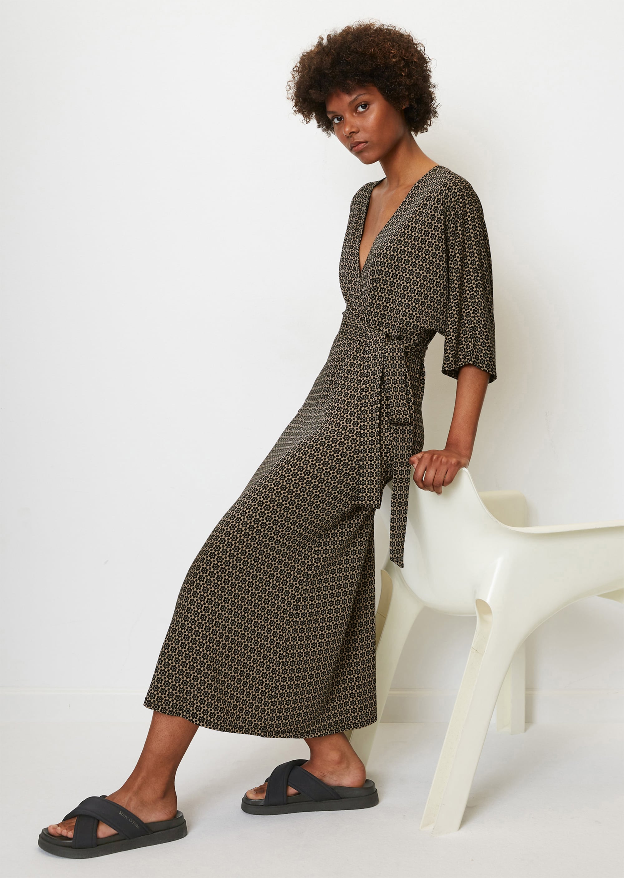 Jersey-Wickelkleid mit Allover-Print aus stretchiger Viskose-Qualität -  beige | Jerseykleider | MARC O'POLO